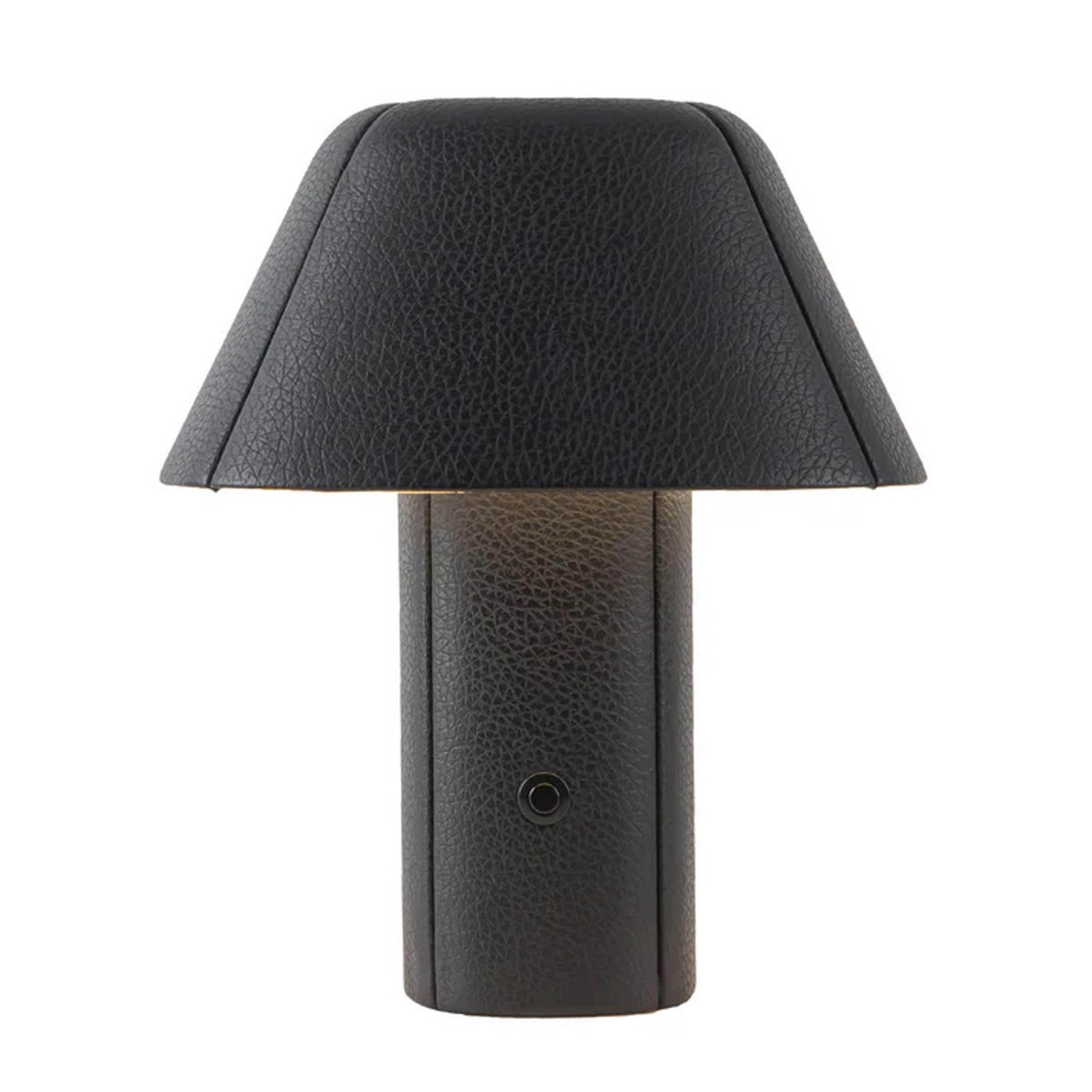A Karel Cordless Rechargeable LED Table Lamp with Black Vegan Faux Leather color