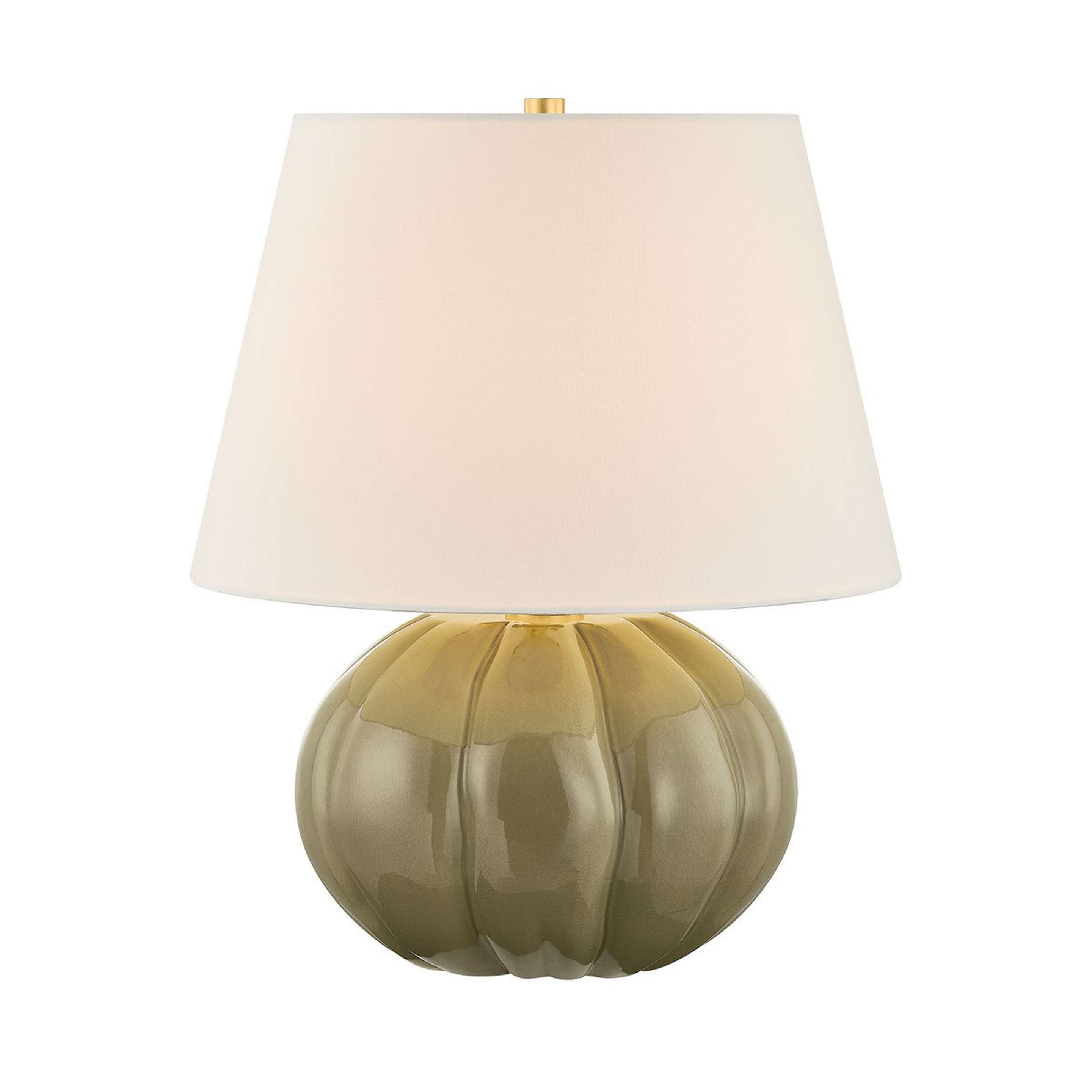 A Chayote Table Lamp with White / Green / Brass color