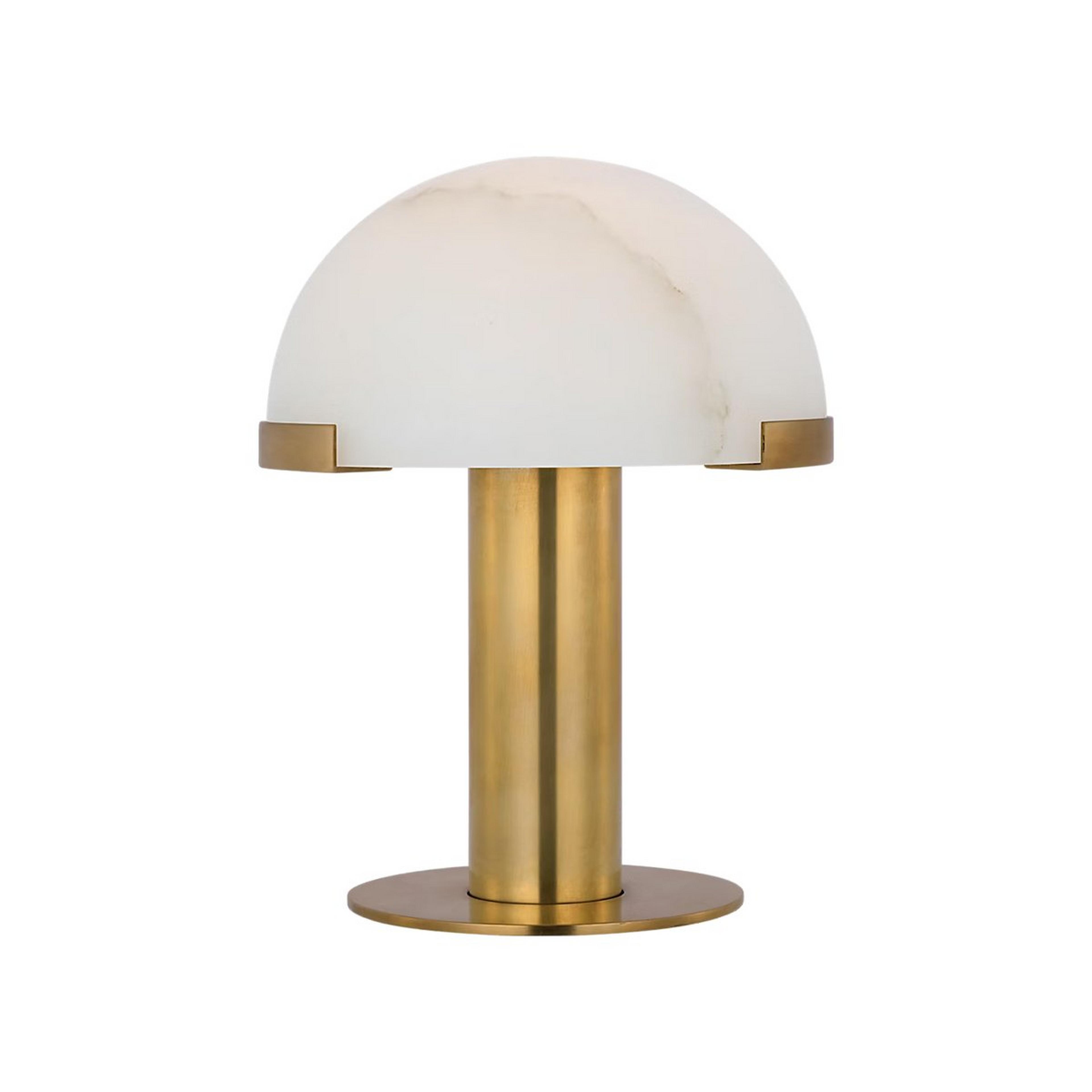 A Lapis LED Rechargeable Cordless Table Lamp - Small with Brass / Natural Alabaster color