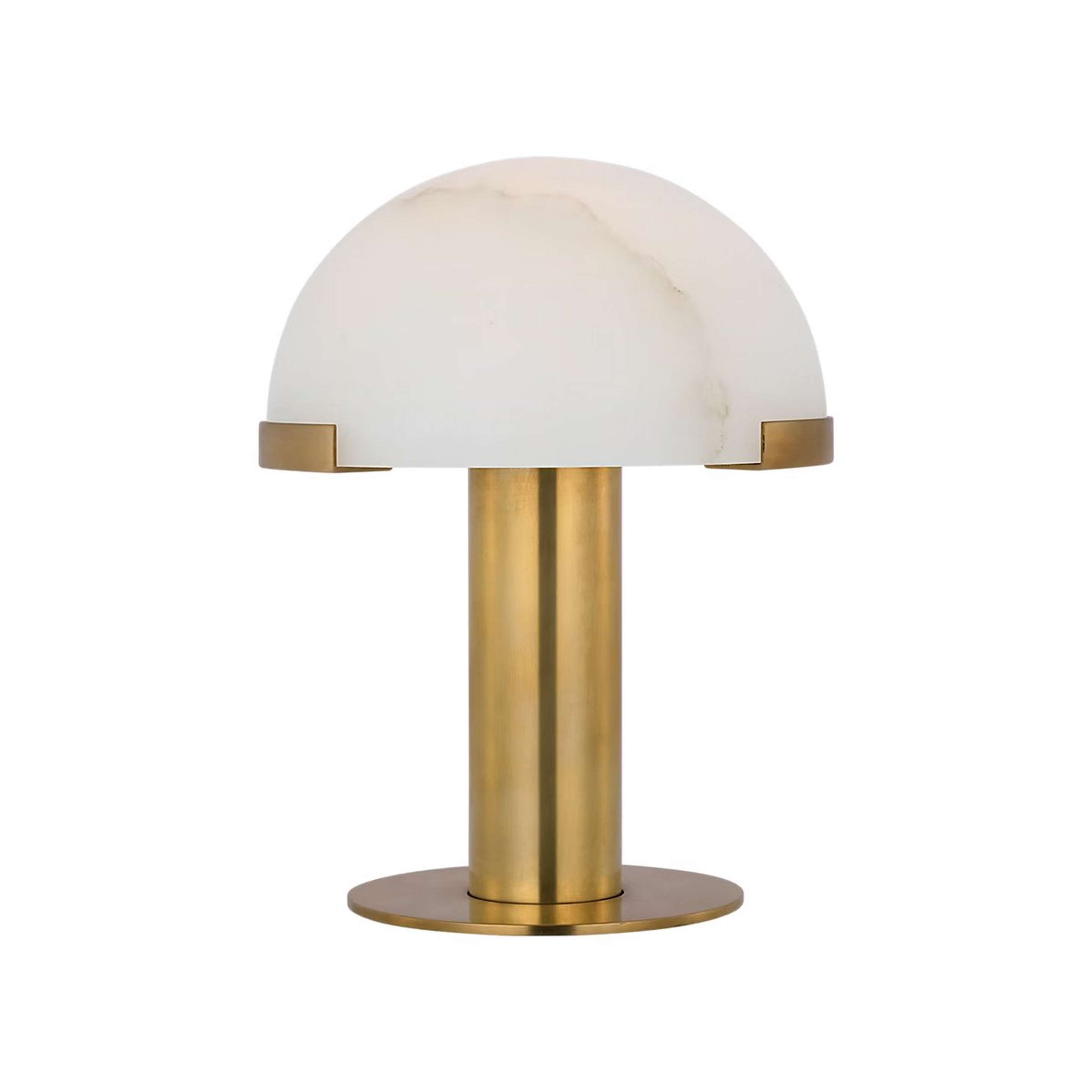A Lapis LED Rechargeable Cordless Table Lamp - Small with Brass / Natural Alabaster color