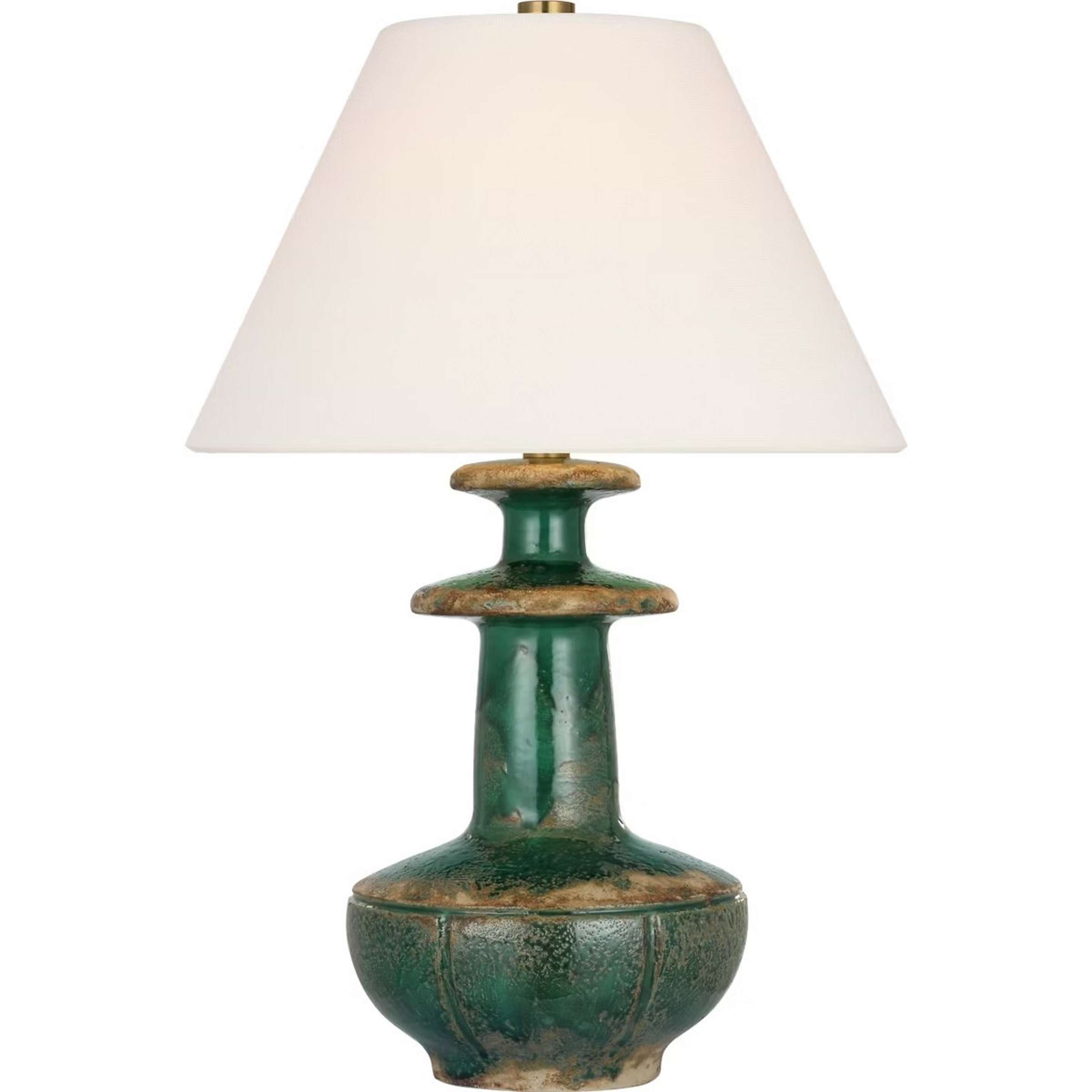 A Hogarth Table Lamp with Green Reactive Ceramic Glaze color