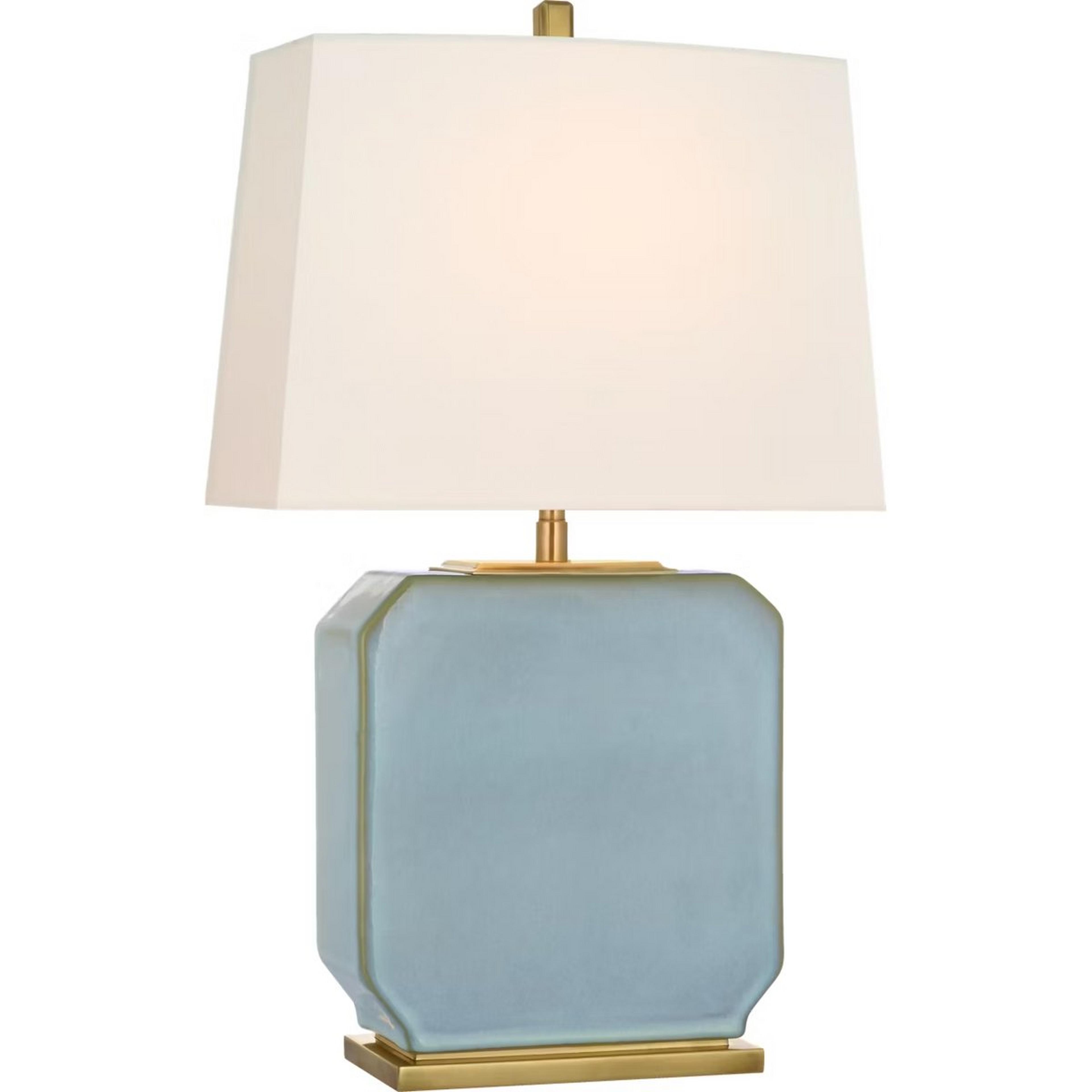 A Yew Table Lamp - Small with Blue Reactive Ceramic Glaze color