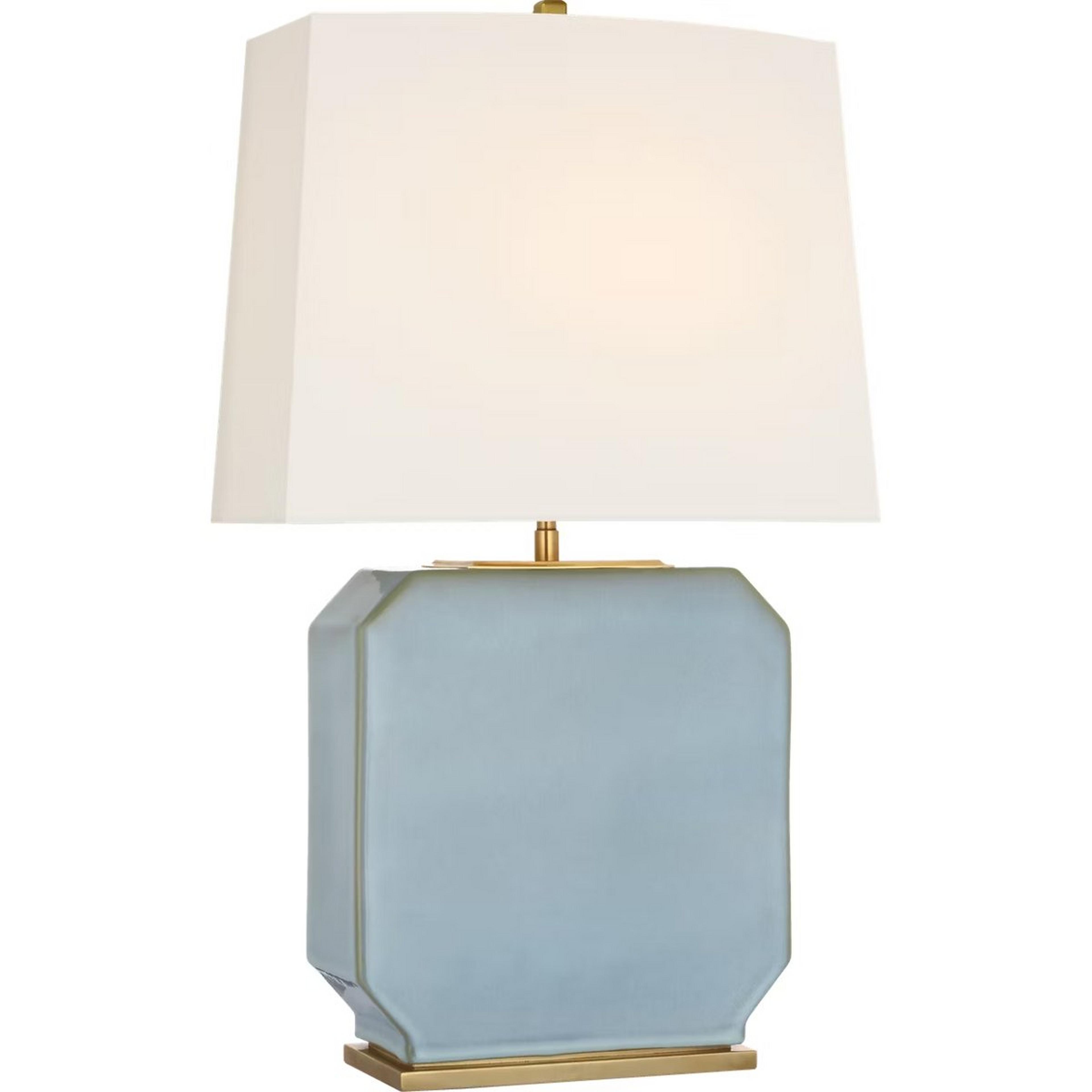 A Yew Table Lamp - Large with Blue Reactive Ceramic Glaze color