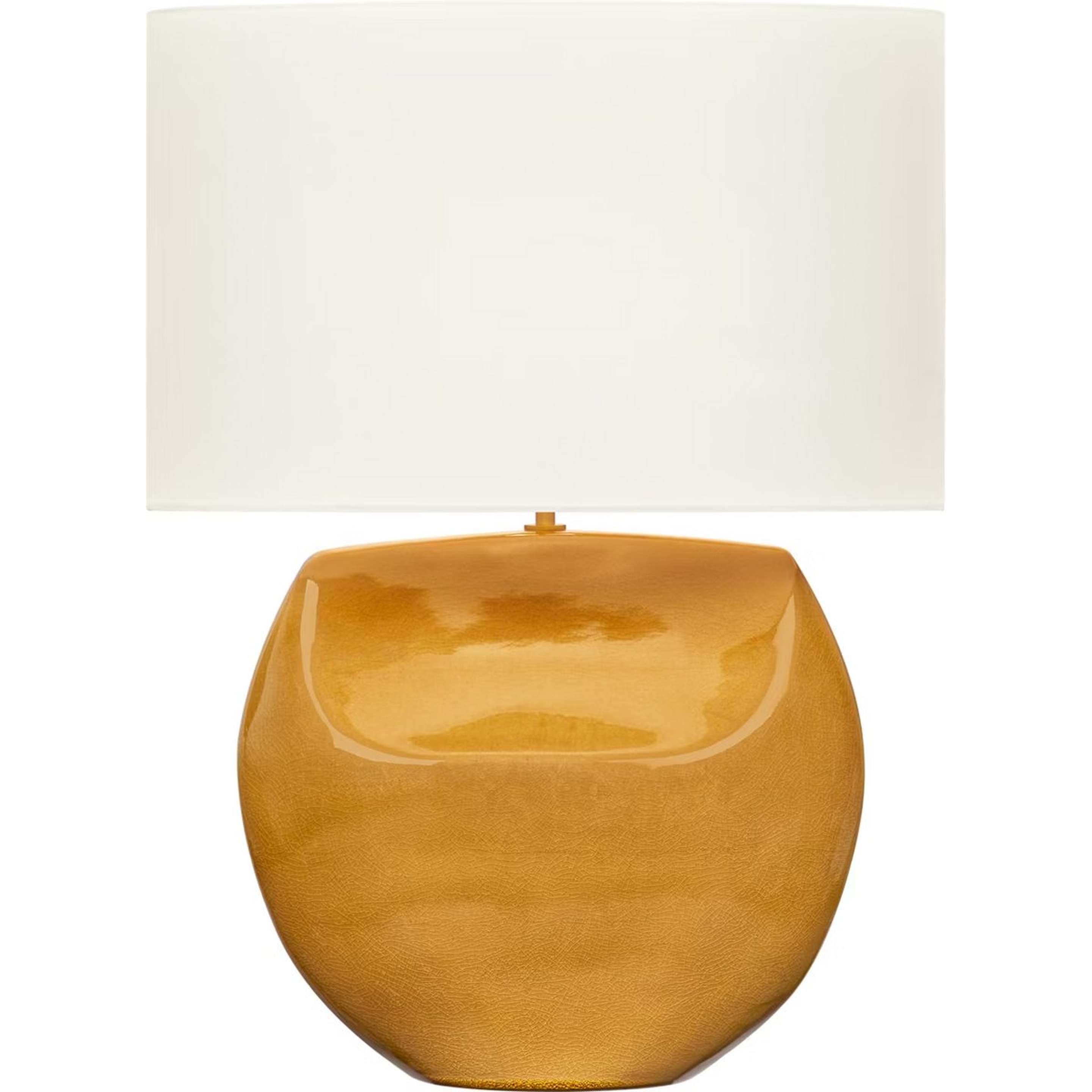 A Chiara Table Lamp with Crackled Honey Amber color