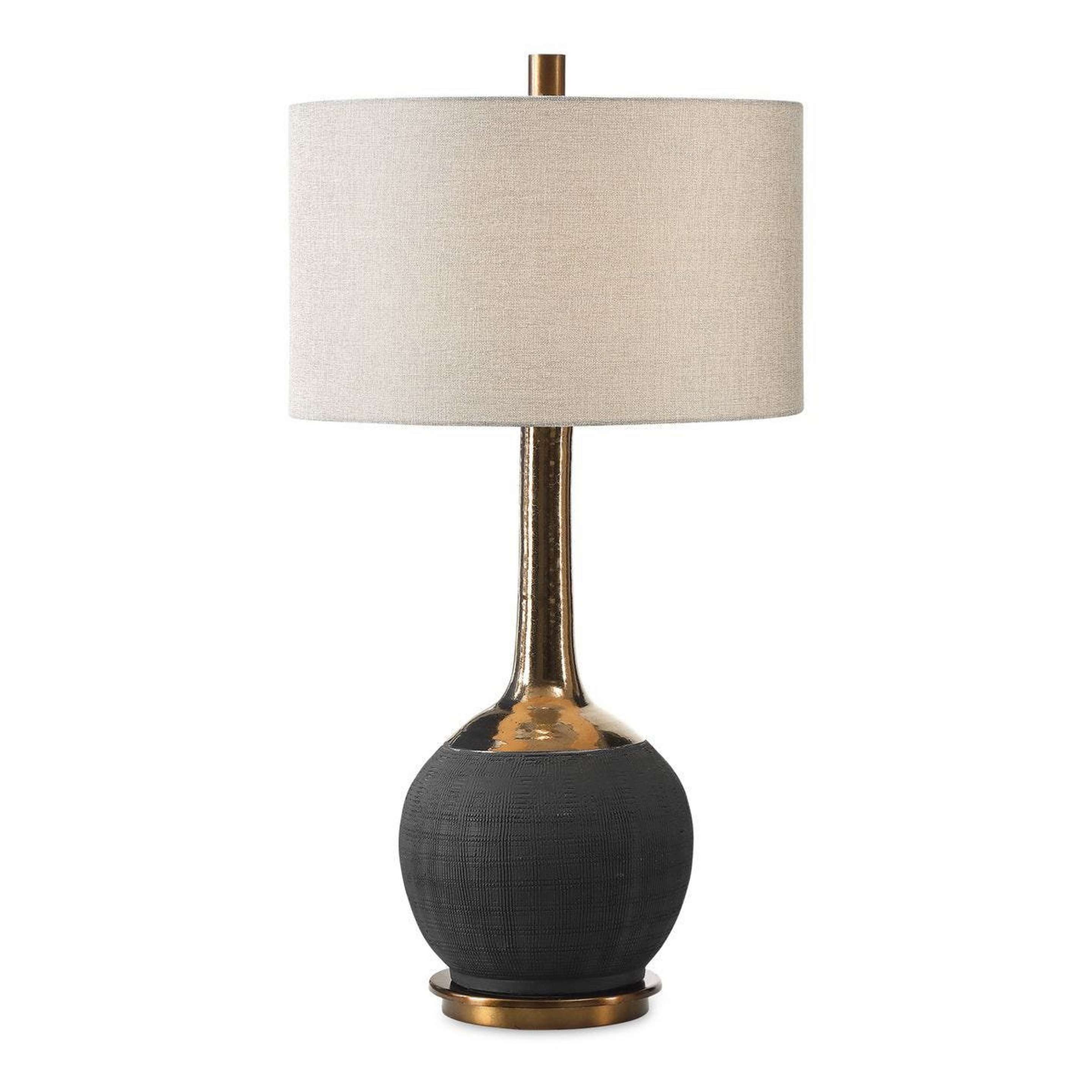 A Coalbrook Table Lamp with Matte Black / Golden Bronze color