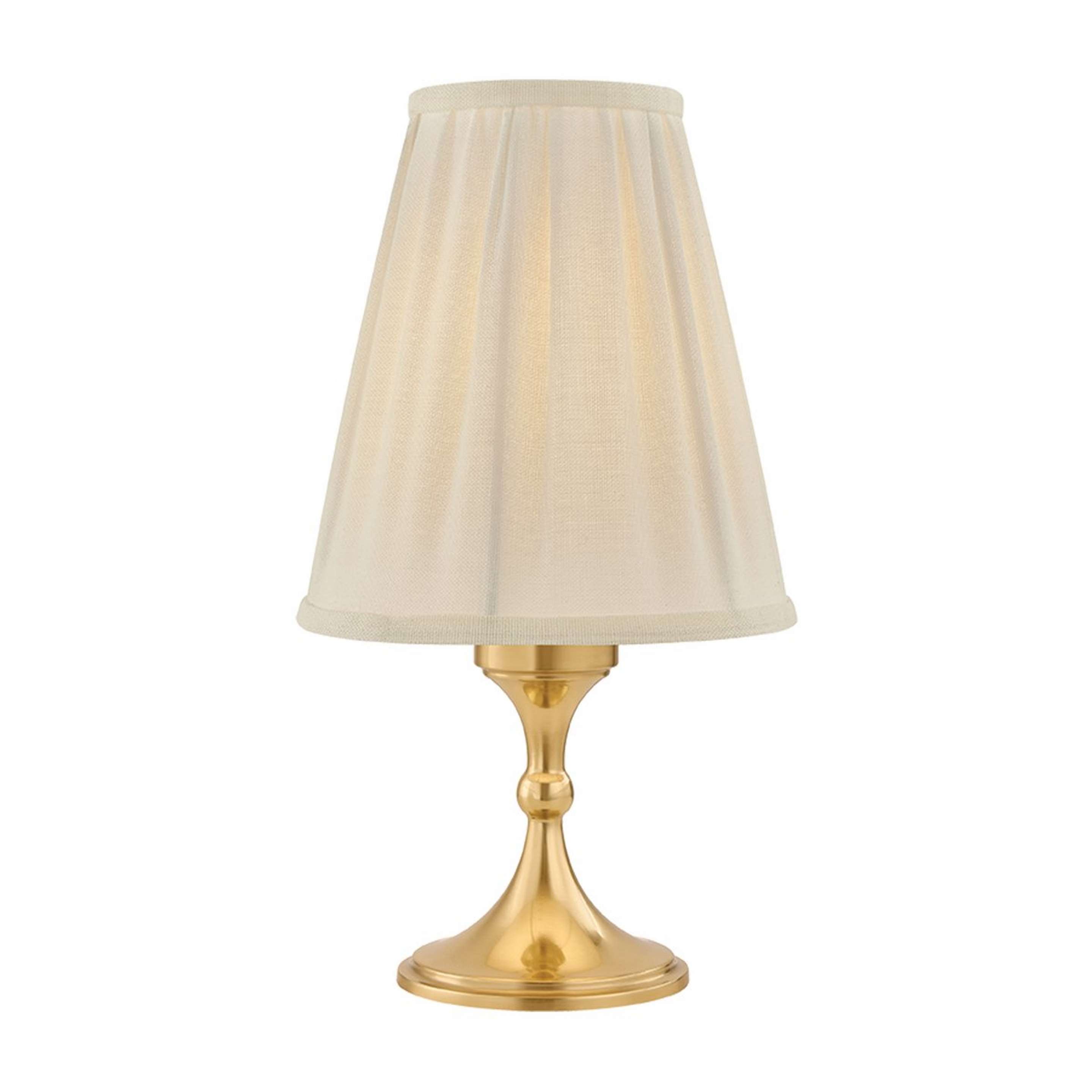 A Havenport Rechargeable LED Cordless Lamp with Aged Brass / Off White color