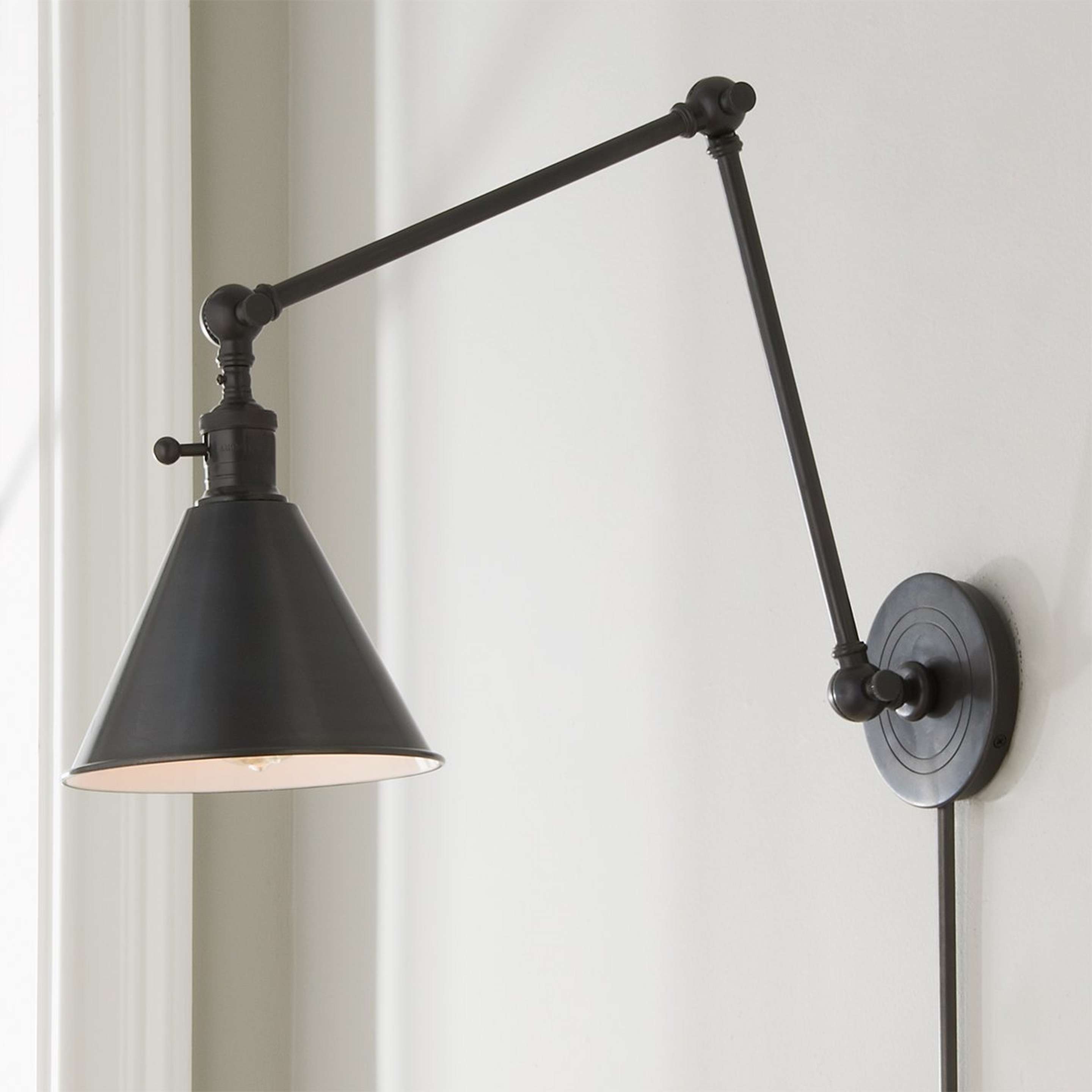 A Cone Pivot Shade Double Joint Swing Arm with Bronze color