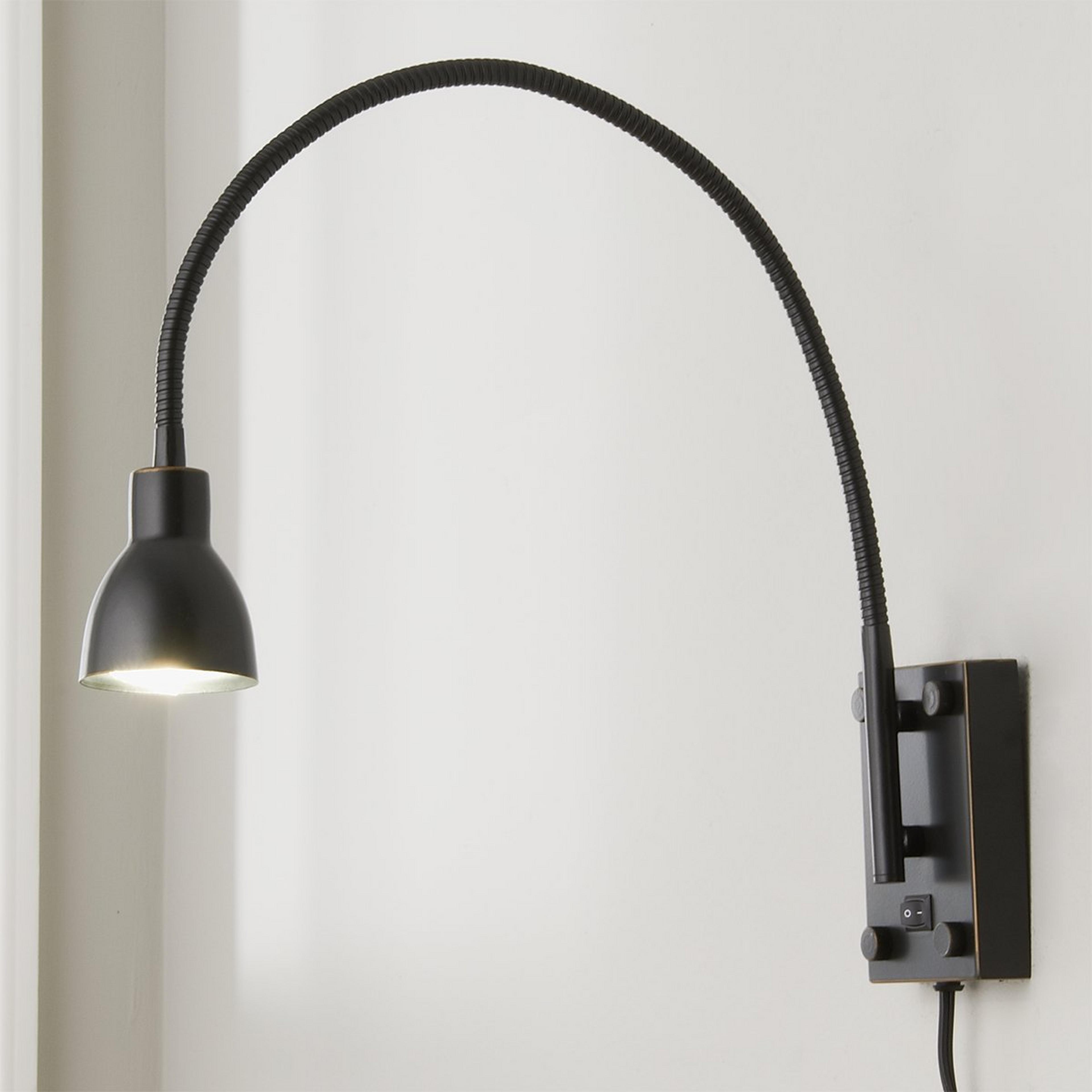 A LED Gooseneck Reading Swing Arm Sconce with Oiled Rubbed Bronze color