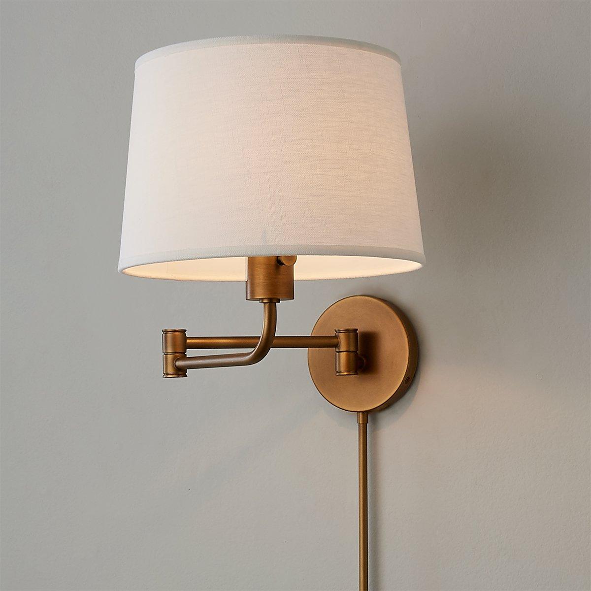Castell Curved Arm LED Wall Sconce, Aged Brass, Wall
