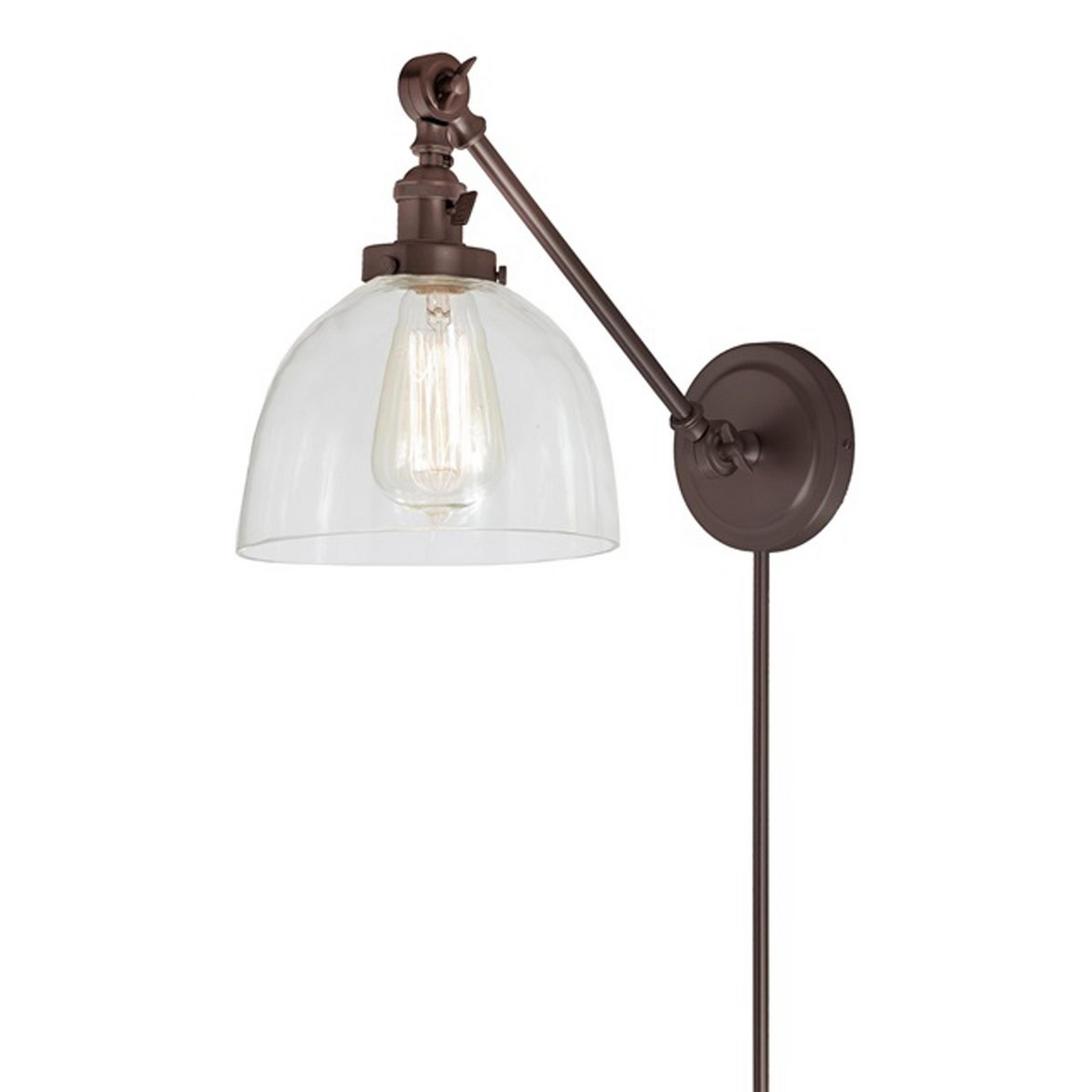 A Clear Glass Dome Swivel Swing Arm with Oil Rubbed Bronze color