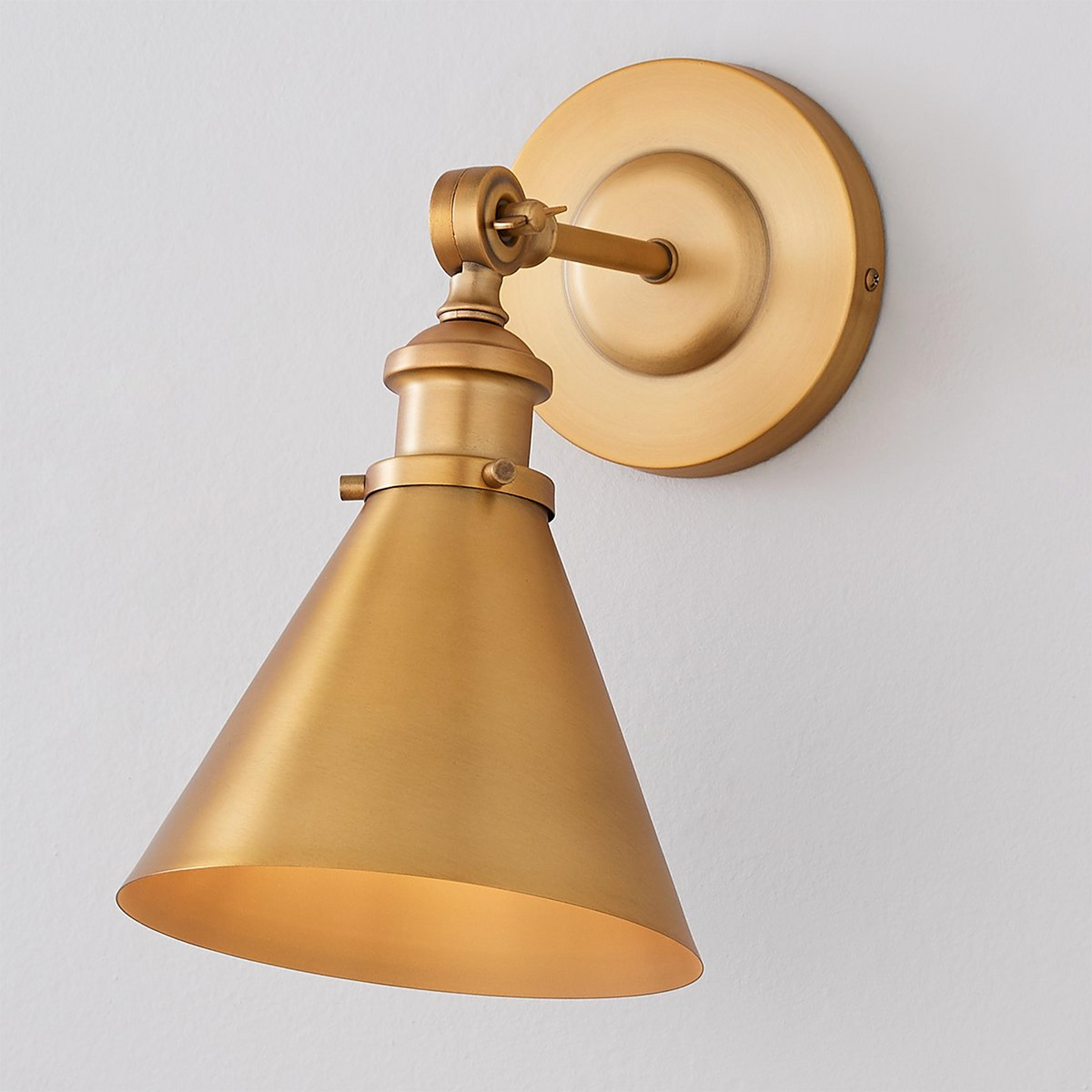 A Adjustable Study Swing Arm Sconce with Aged Brass color