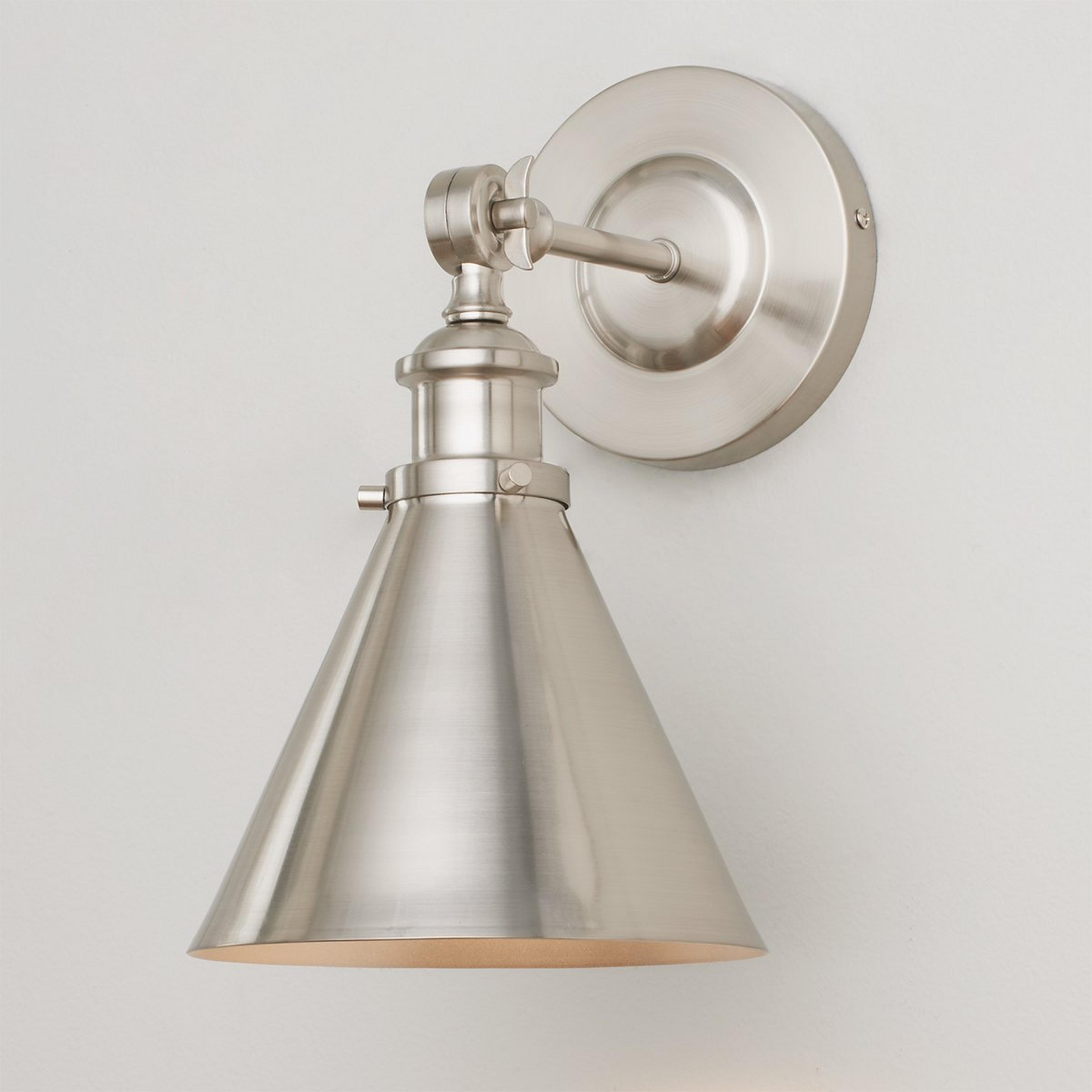 A Adjustable Study Swing Arm Sconce with Satin Nickel color