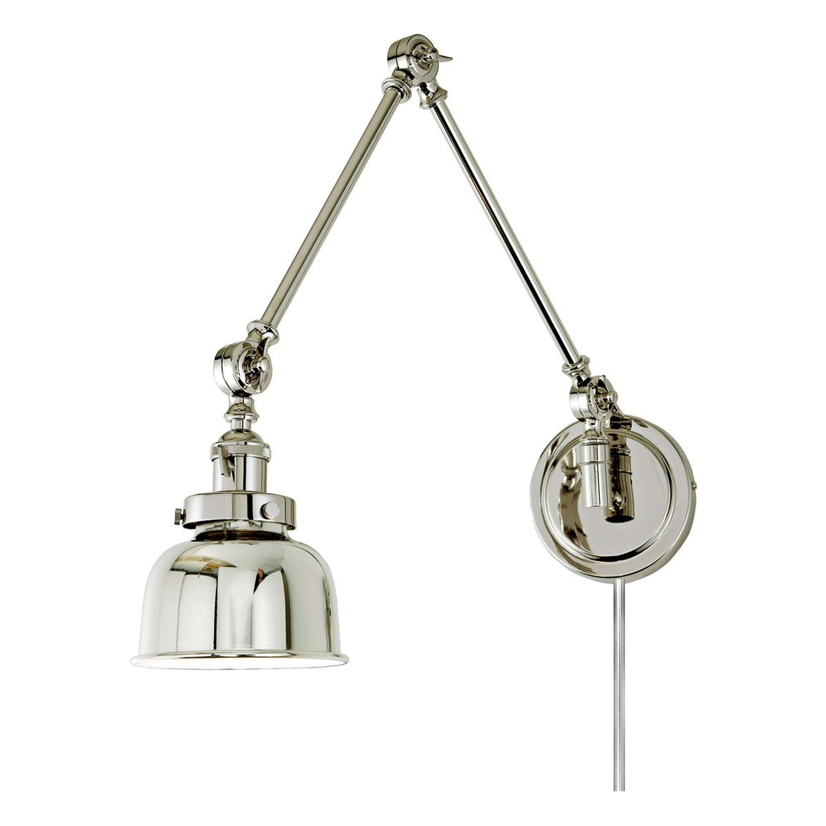 A Banner Triple Joint Swing Arm - Metal Dome with Polished Nickel color
