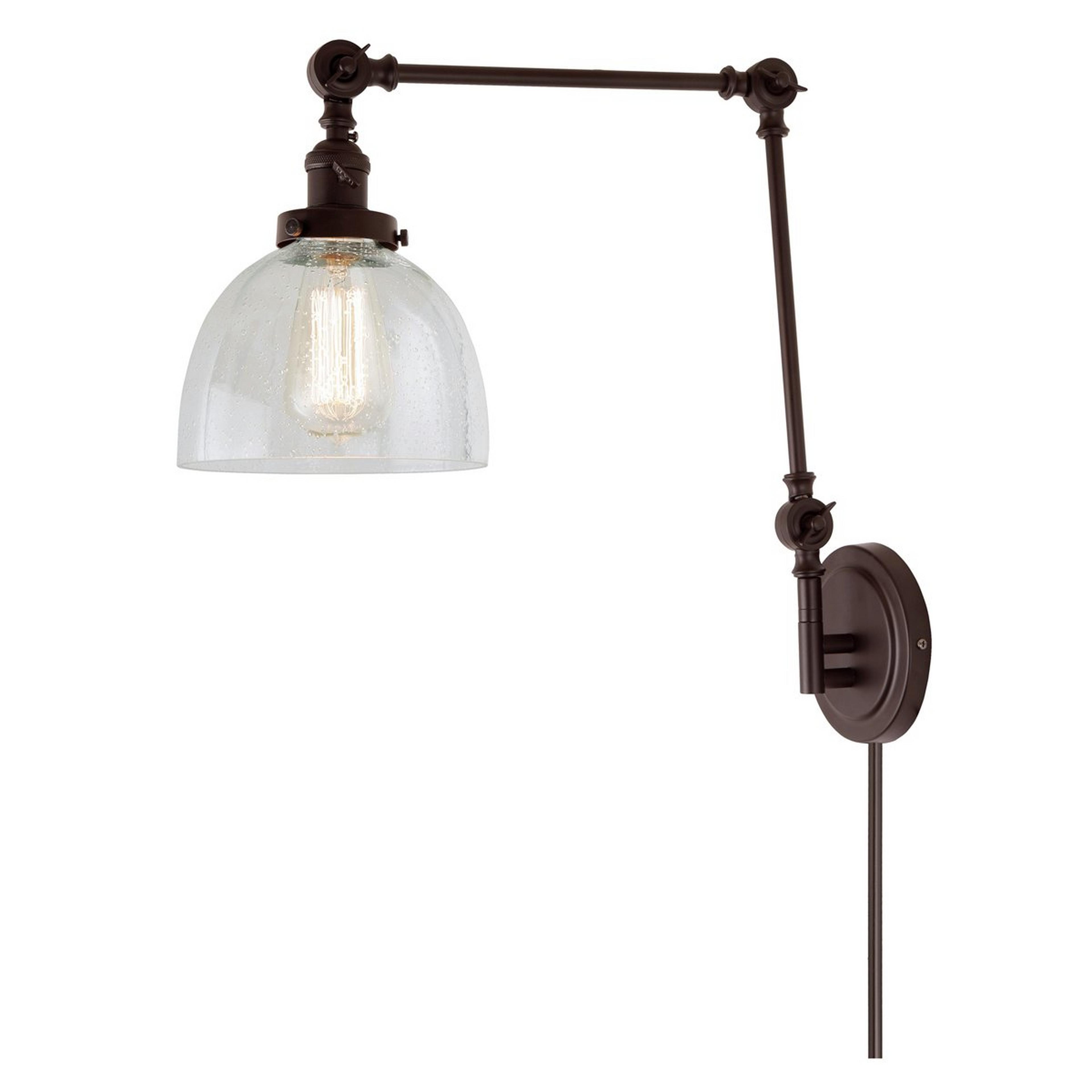 A Banner Triple Joint Swing Arm - Seeded Glass Dome with Oil Rubbed Bronze / Clear Seeded Glass  color