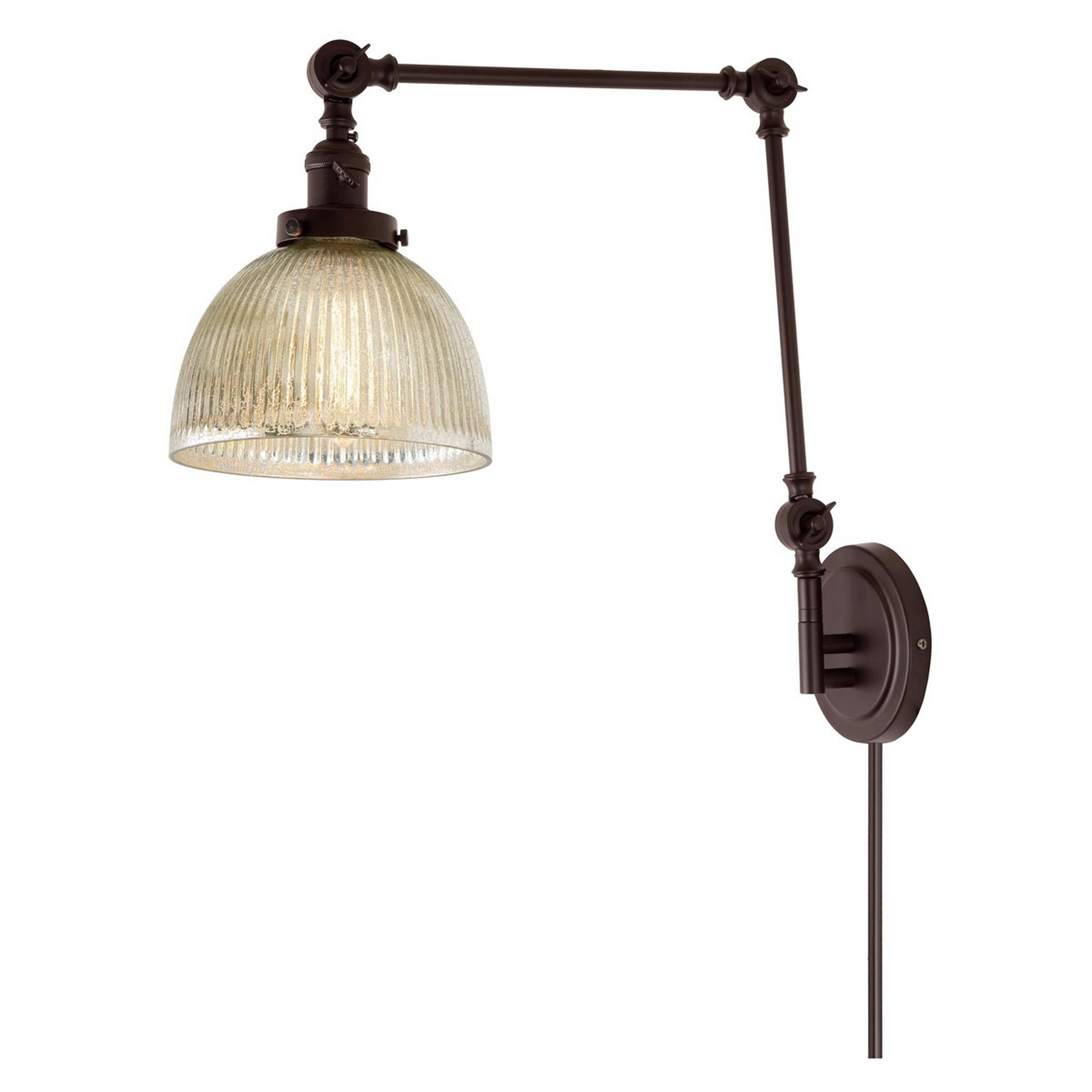 A Banner Triple Joint Swing Arm - Mercury Glass Dome with Oil Rubbed Bronze / Mercury Glass color