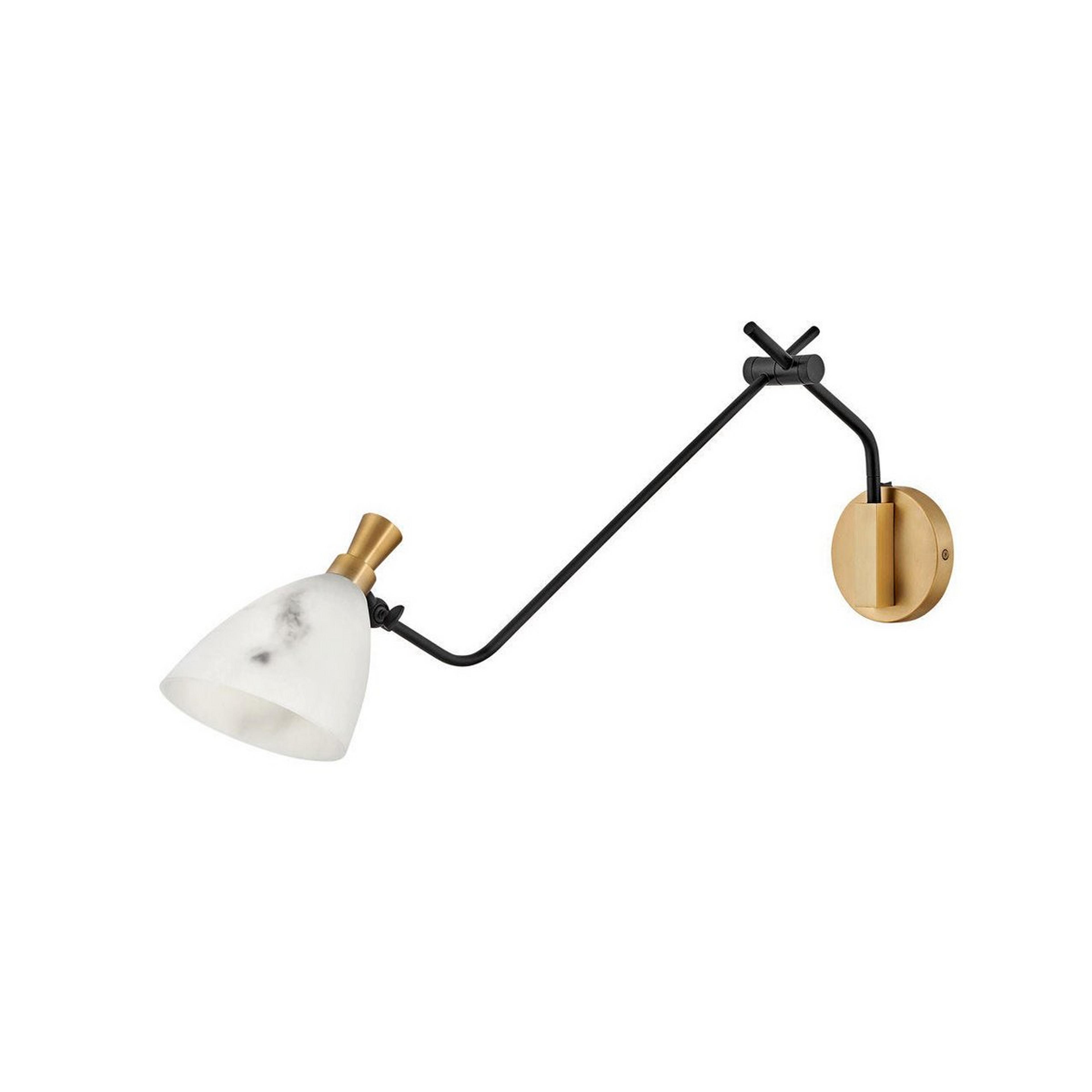 A Blair Swing Arm Sconce with Brass / Black / Faux Alabaster color