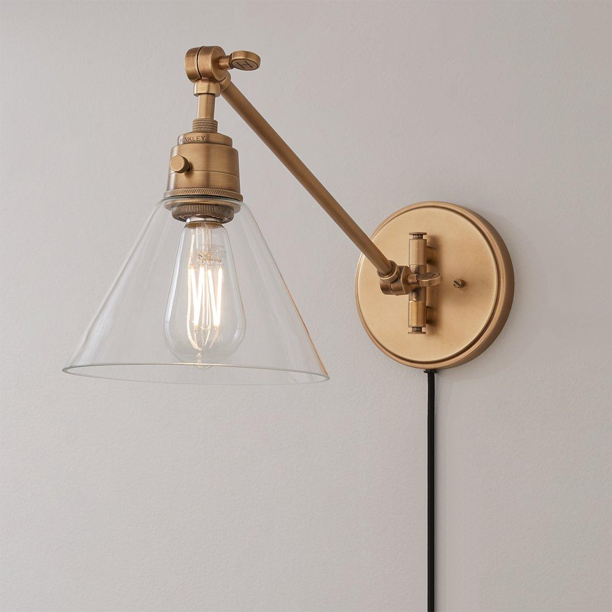 L♡ Cyrus Straight Swing Arm Sconce - Glass Shade | Shades of Light