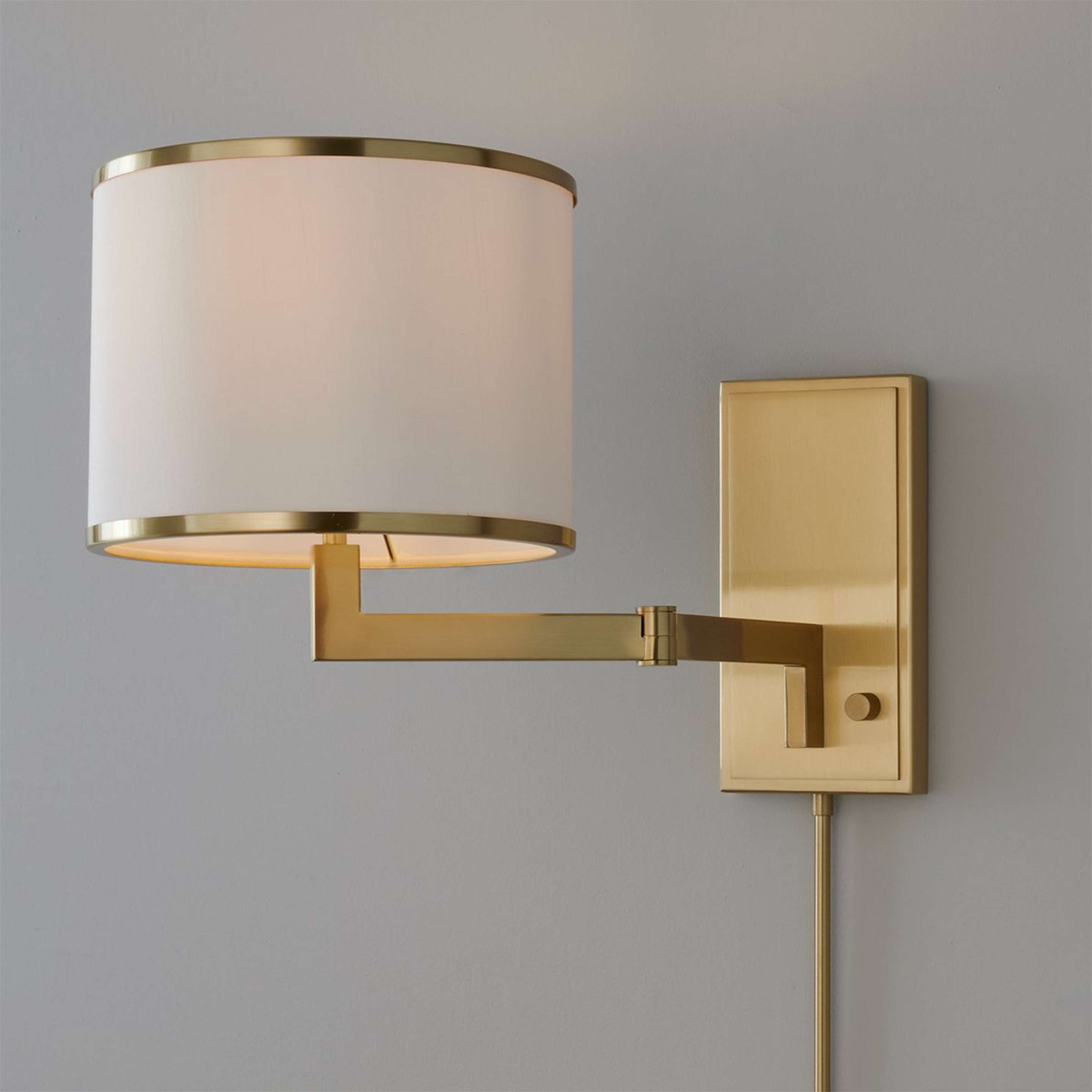 A Drum Shade Swing Arm with Aged Brass color