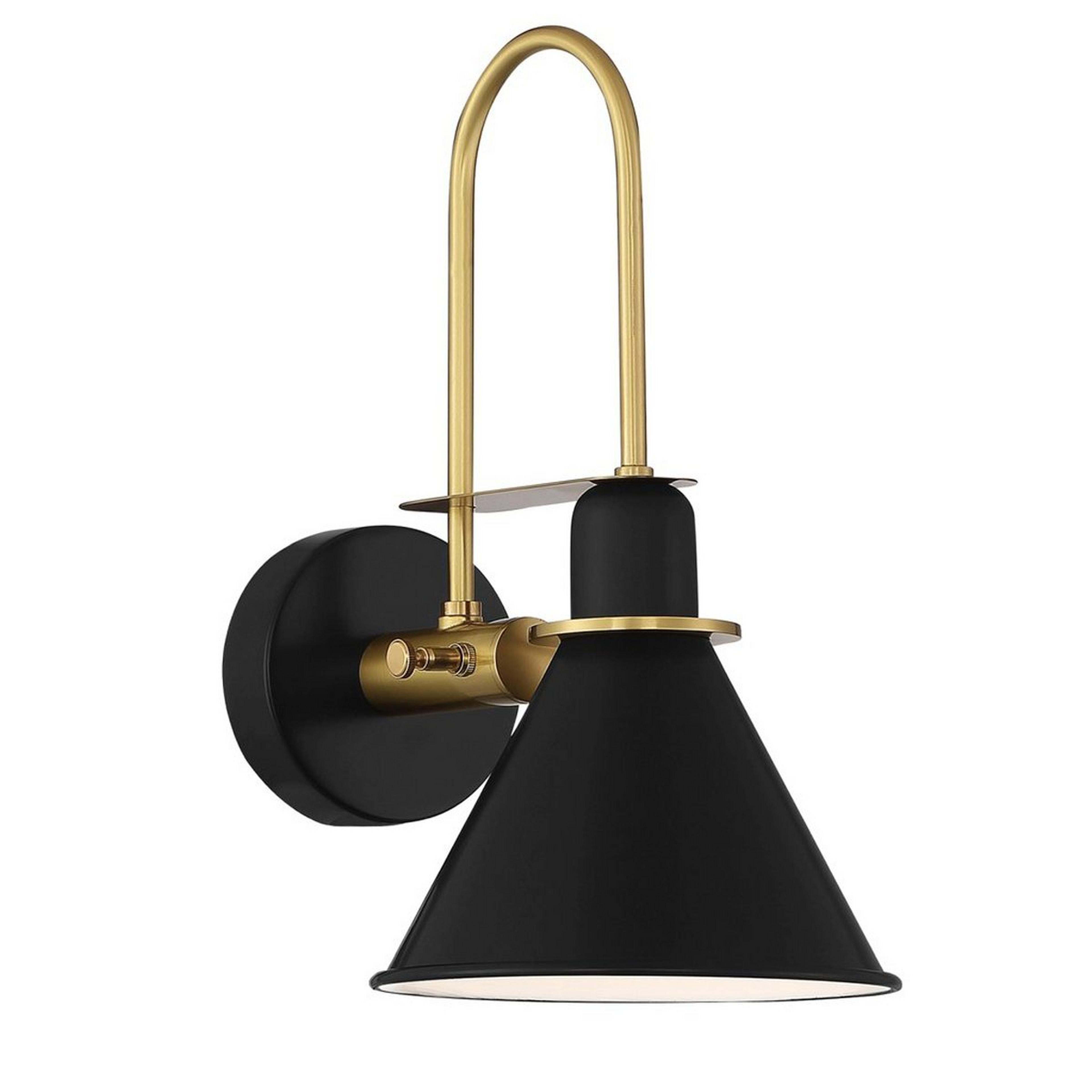 A Arched Cone Shade Swing Arm with Matte Black / Aged Brass color