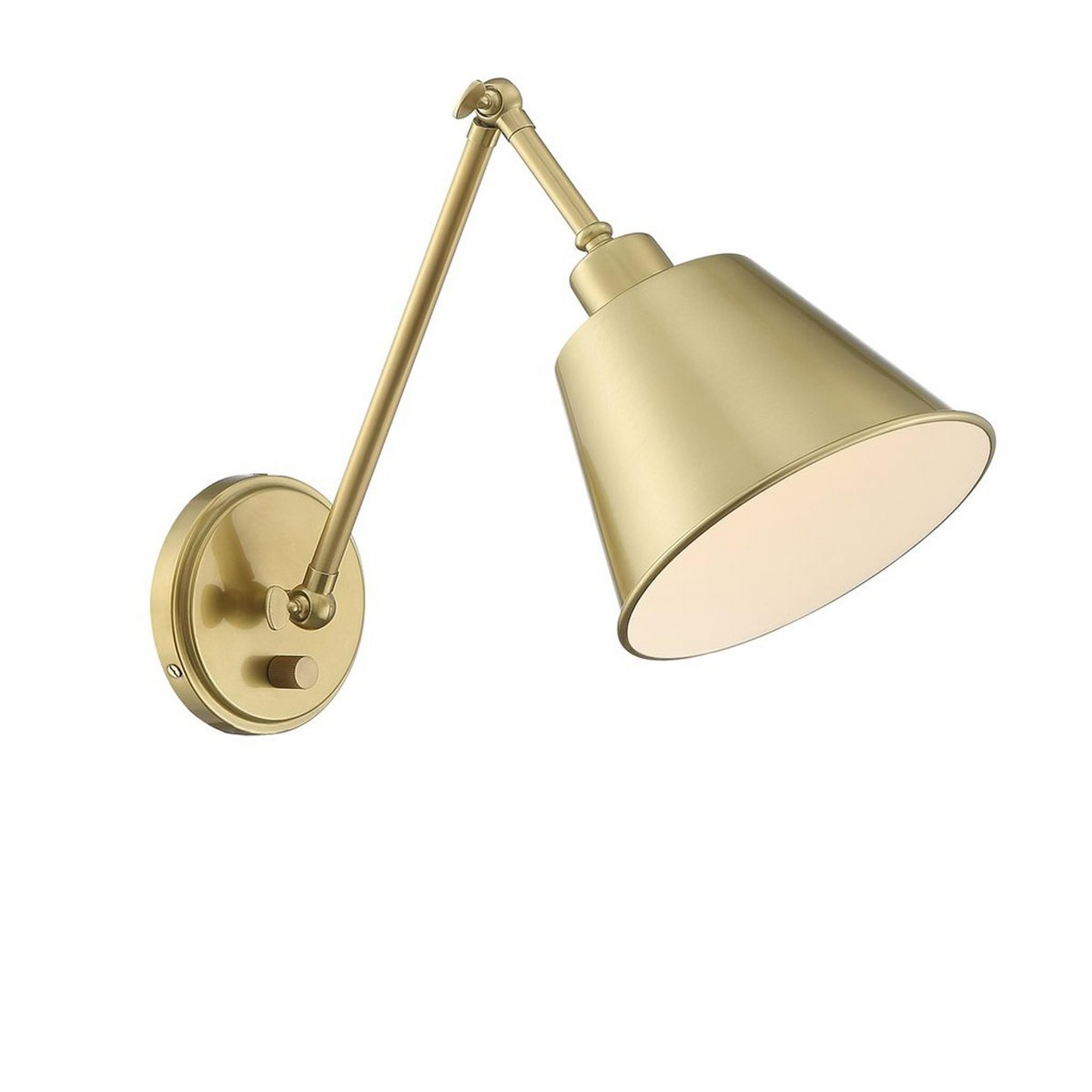 A Rizzio Straight Adjustable Swing Arm with Aged Brass color