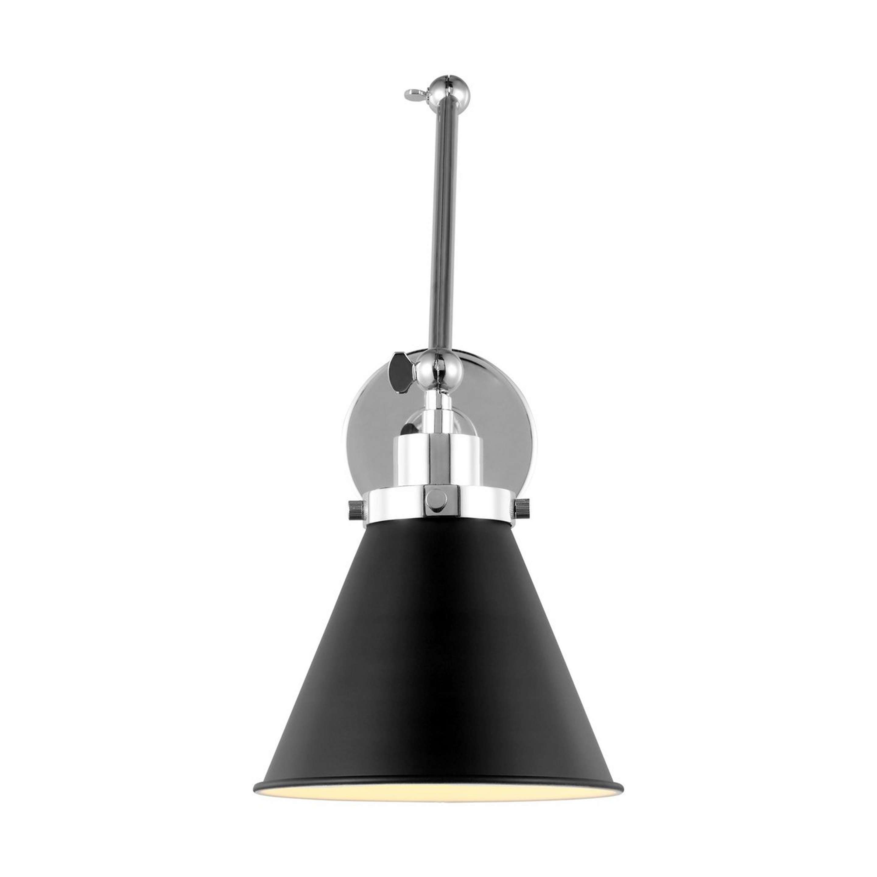 A Grandala Arched Swing Arm with Polished Nickel / Midnight Black color