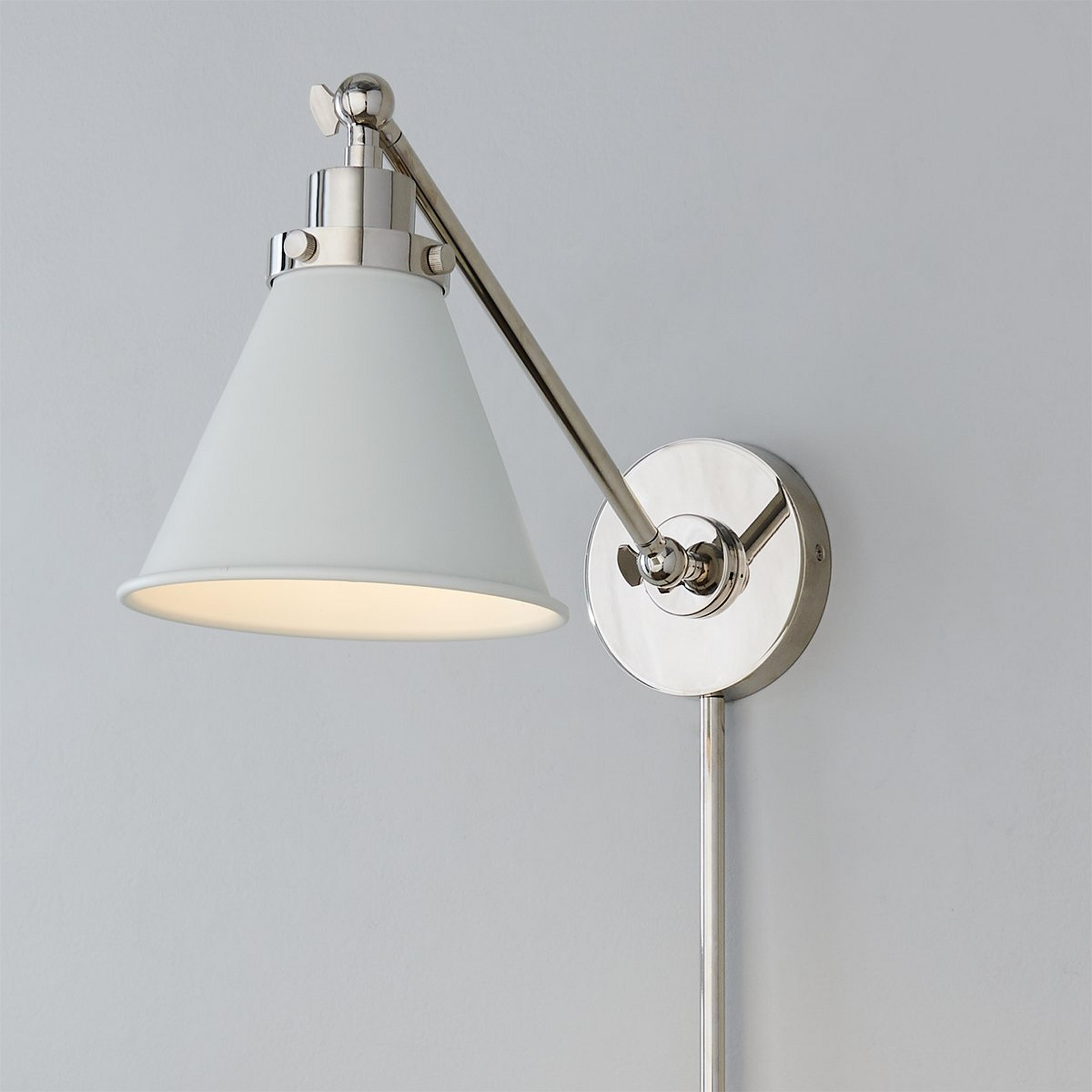 A Grandala Straight Swing Arm with Polished Nickel / Matte White color
