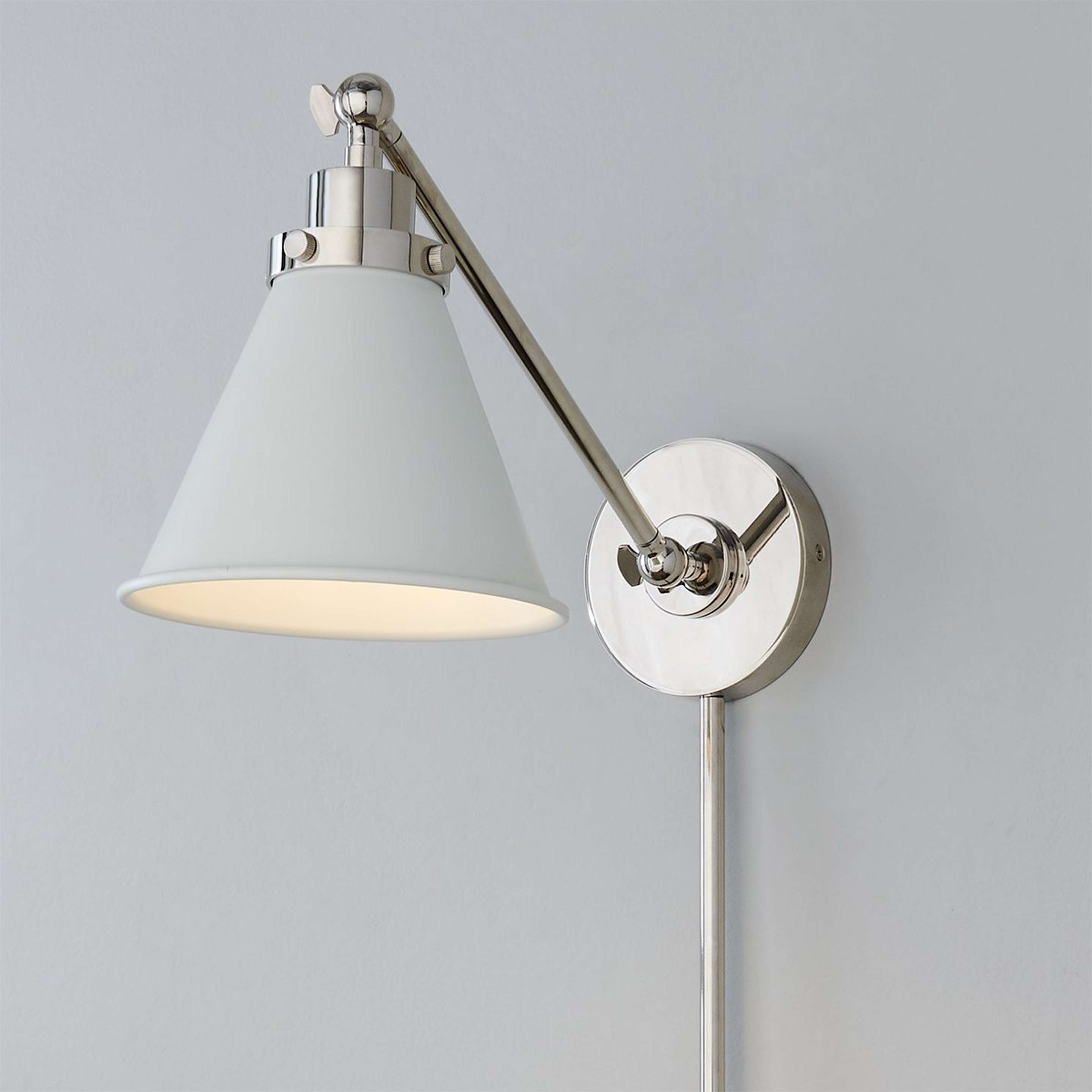 A Grandala Straight Swing Arm with Polished Nickel / Matte White color