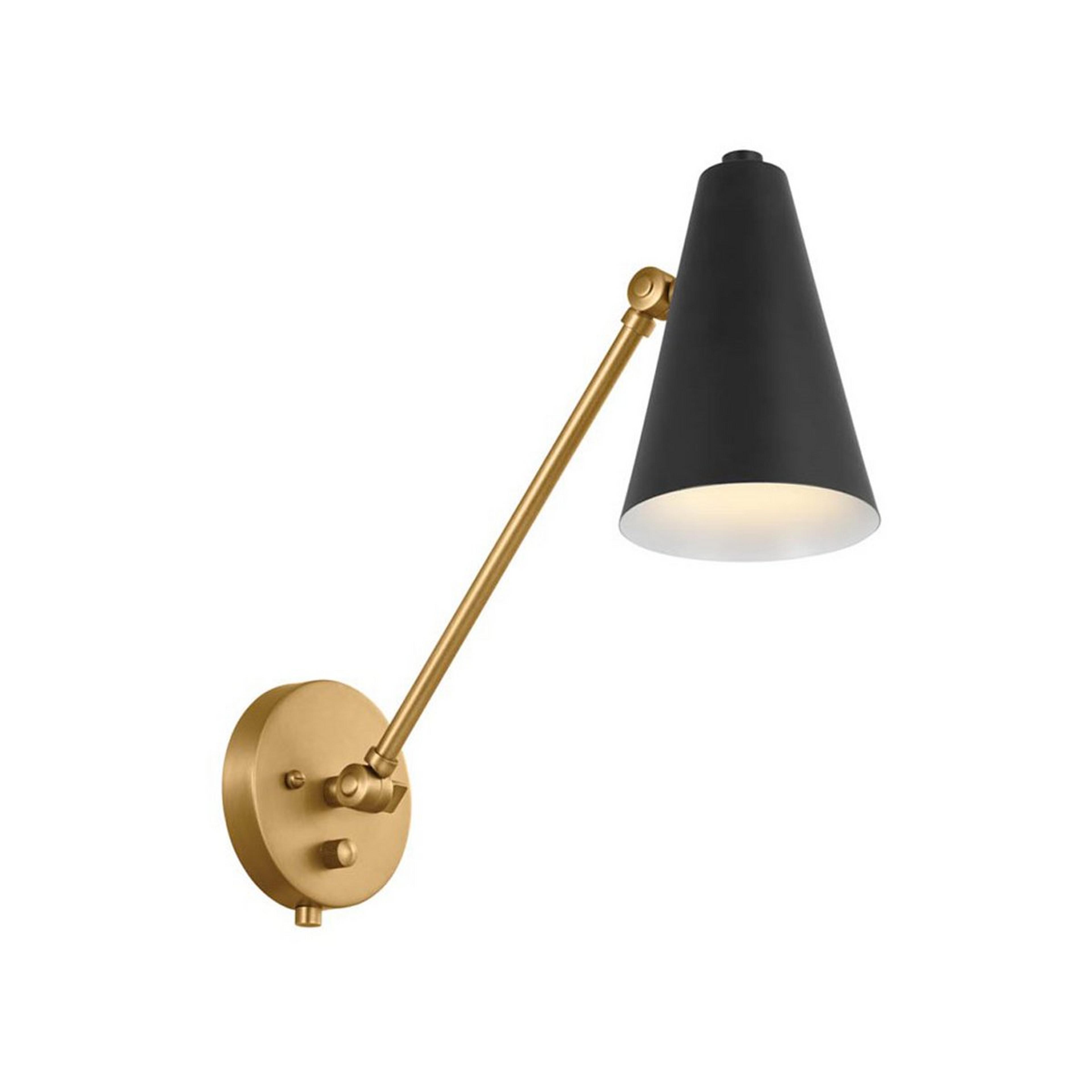 A Desai Straight Swing Arm Sconce with Brass / Black color