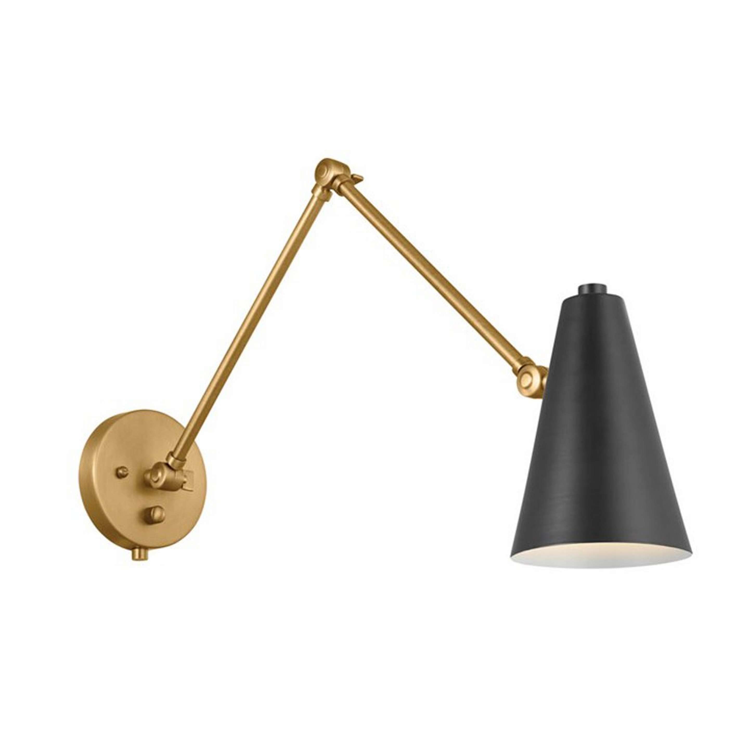 A Desai Arched Swing Arm Sconce with Brass / Black color