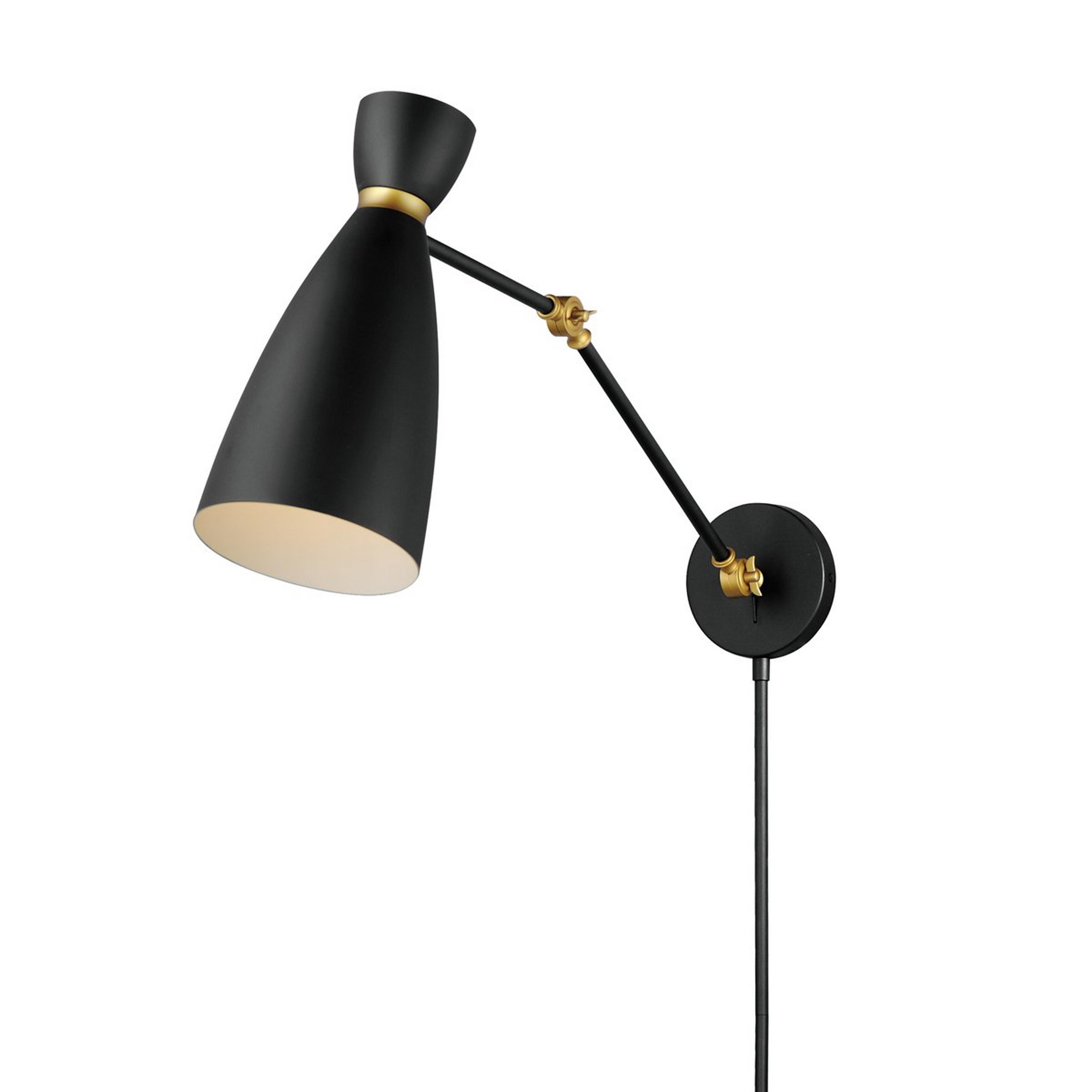 A Norne Swing Arm Sconce with Black / Satin Brass color