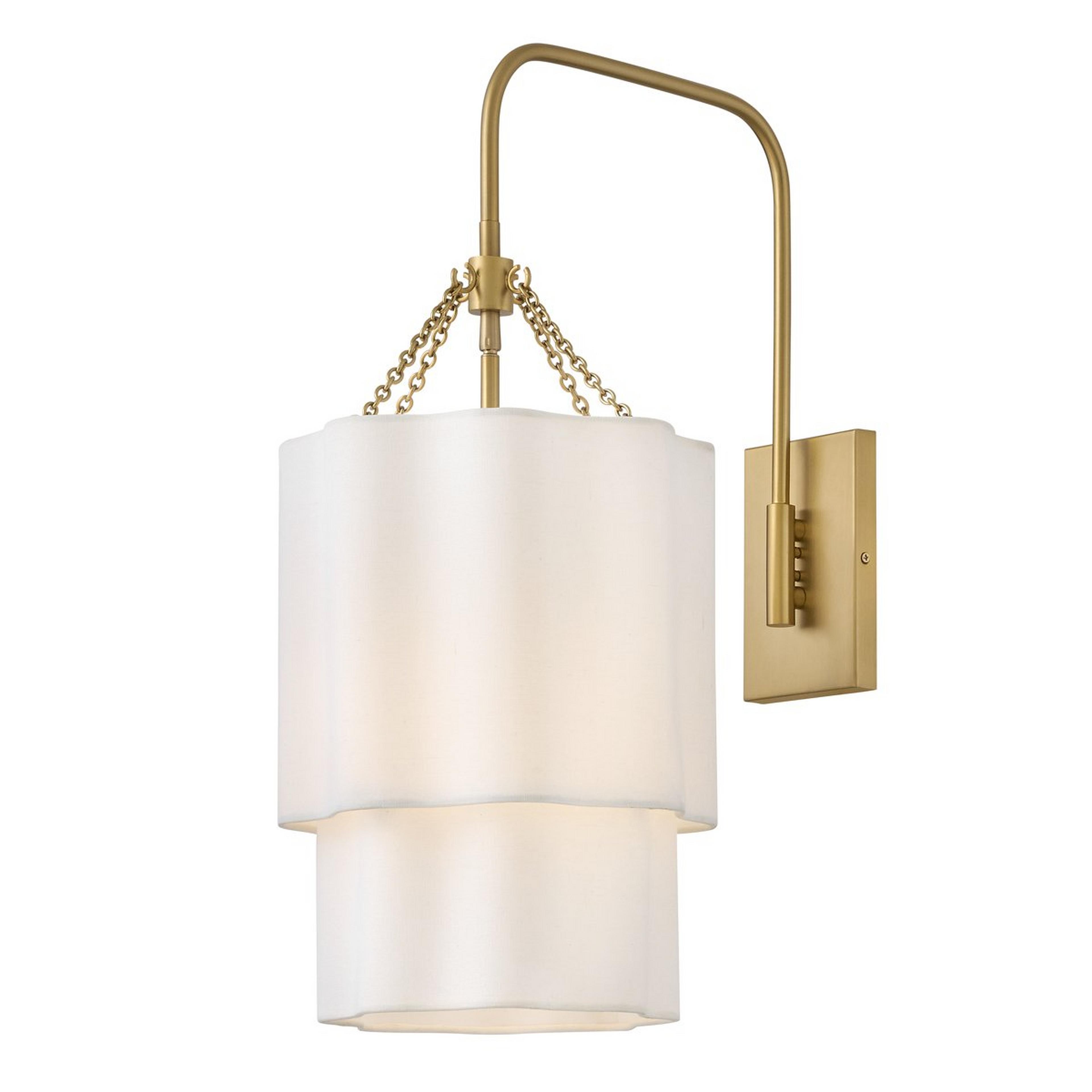 A Mazurka Swing Arm Sconce with Brass / Off-White color