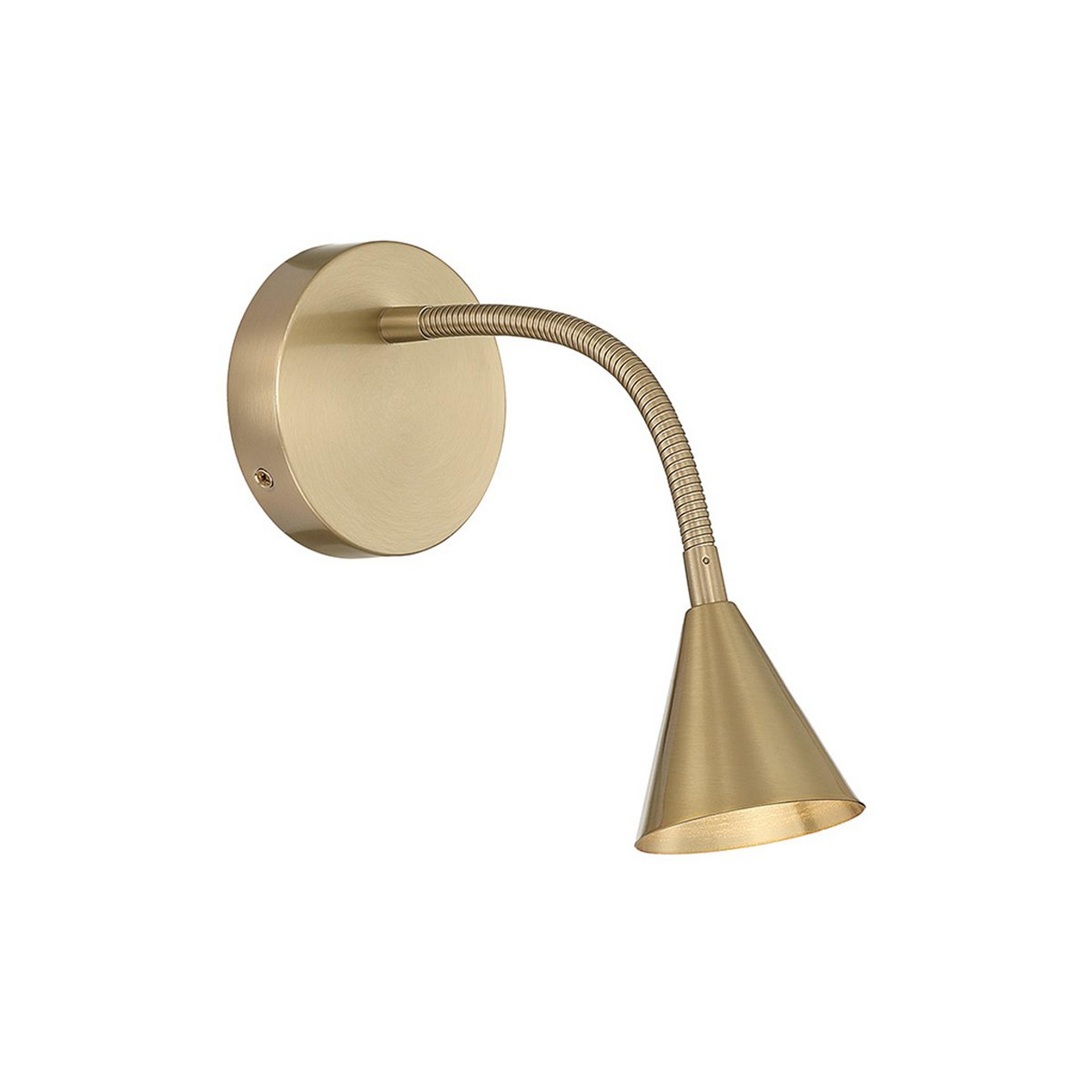 A Nubia LED Gooseneck Swing Arm Sconce with Aged Brass color