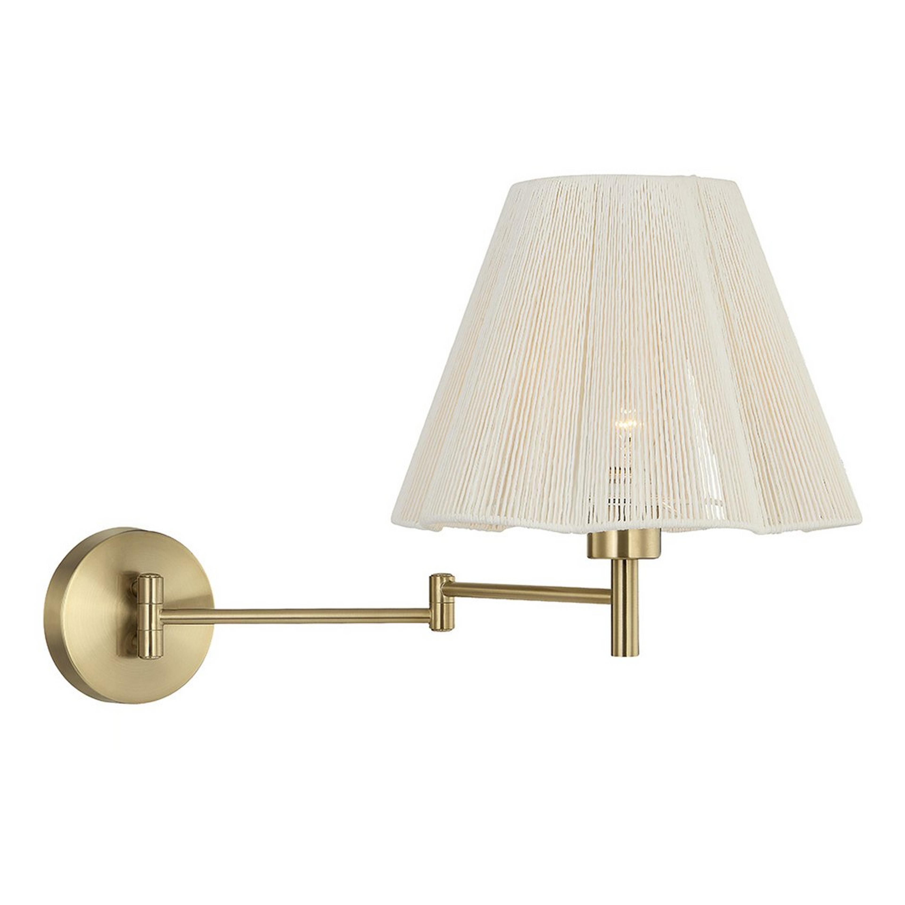 A Henrietta Swing Arm Sconce with Brass / White Rope color