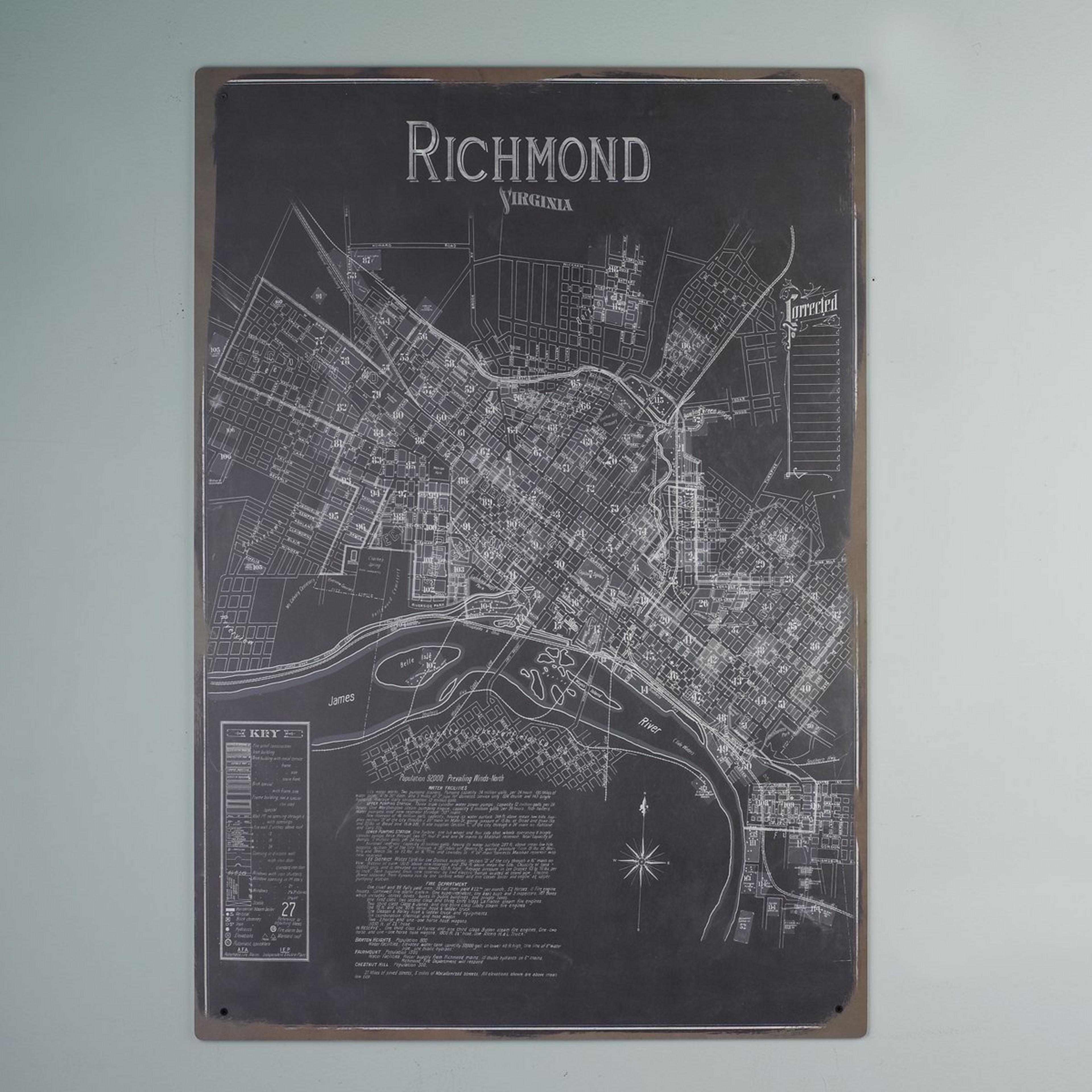 A 44x30 Reproduction Richmond Map with Richmond color