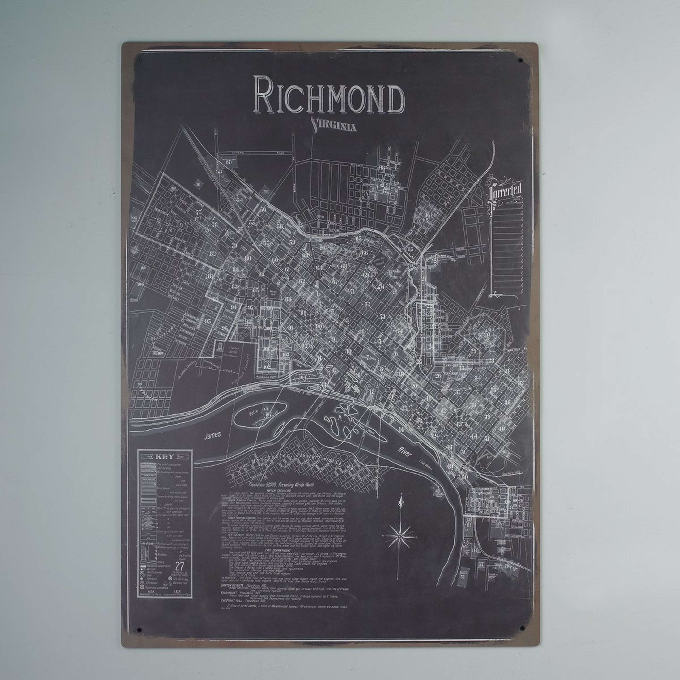 A 44x30 Reproduction Richmond Map with Richmond color