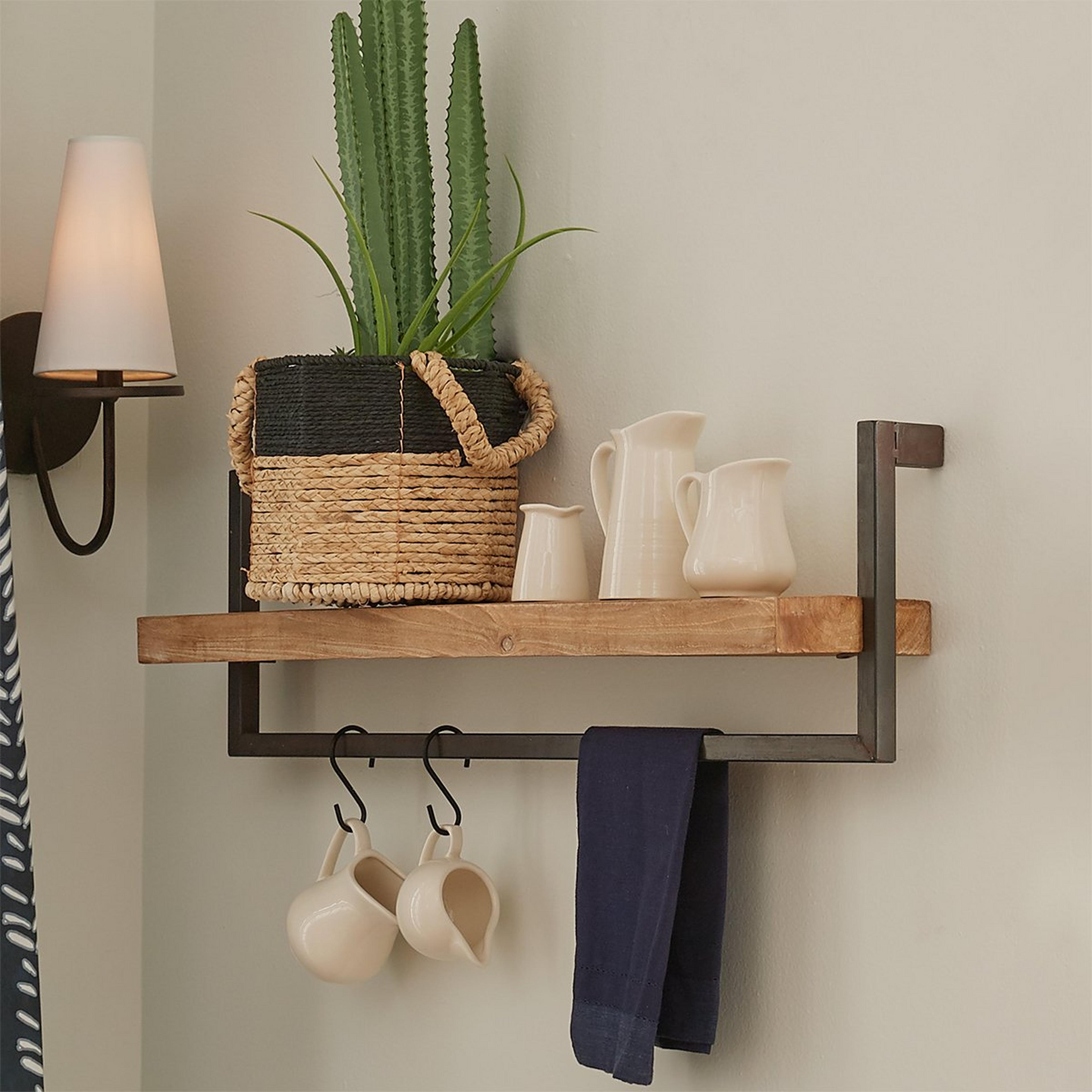 A Natural Rugged Shelf with Wood / Iron color