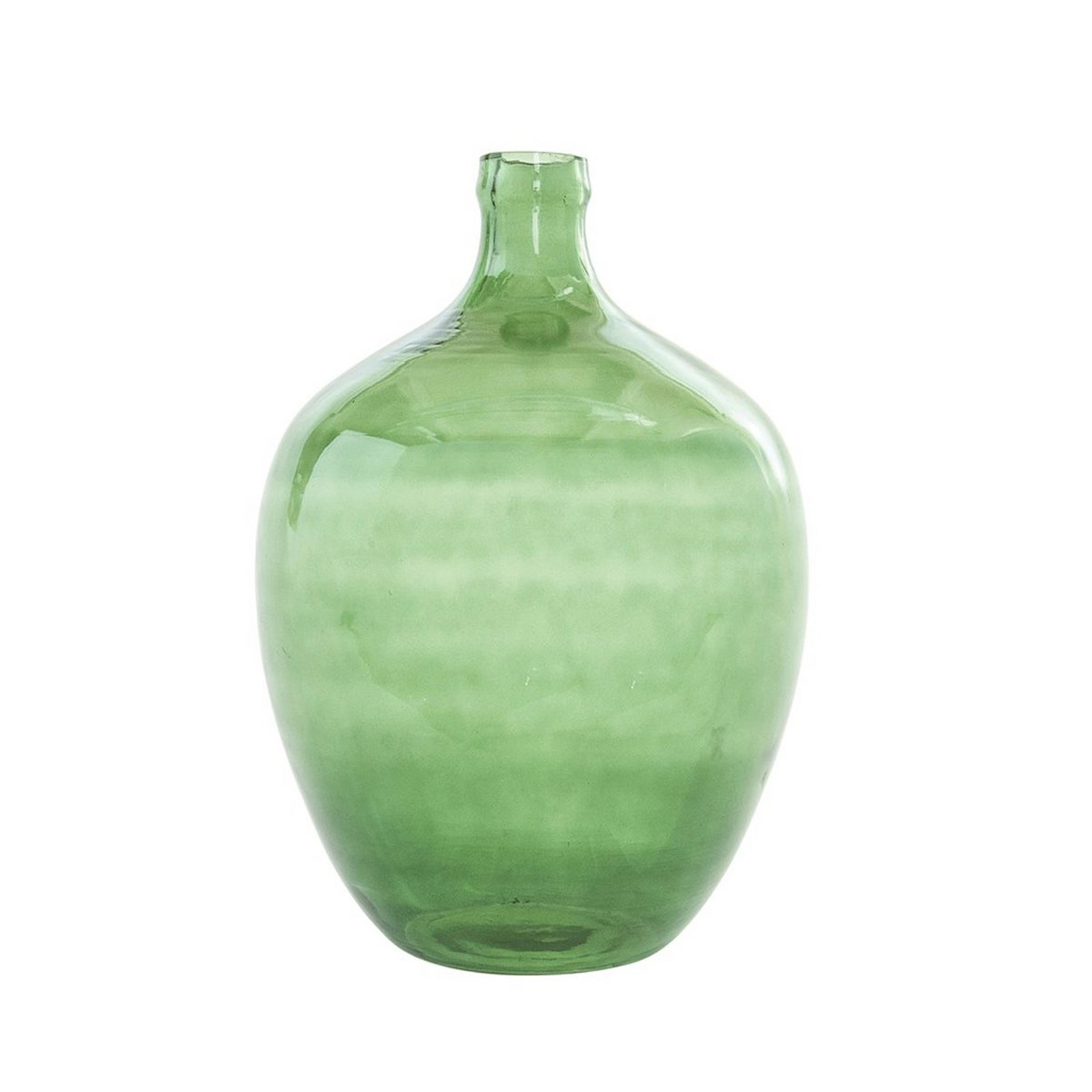 A Vintage Glass Bottle Vase - Large with Green color