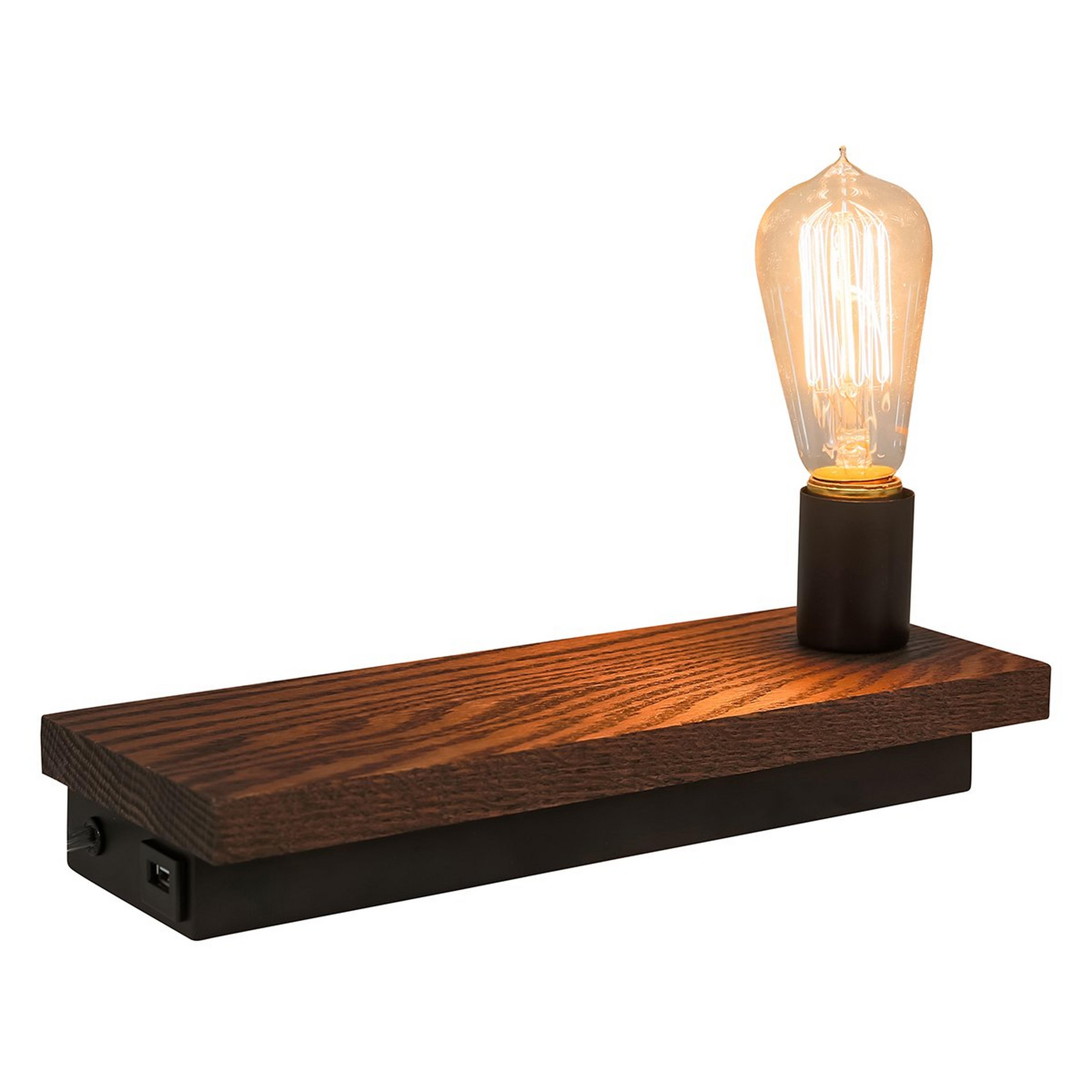 A Stylish Shelf Wall Light with Black / Dark Wood color