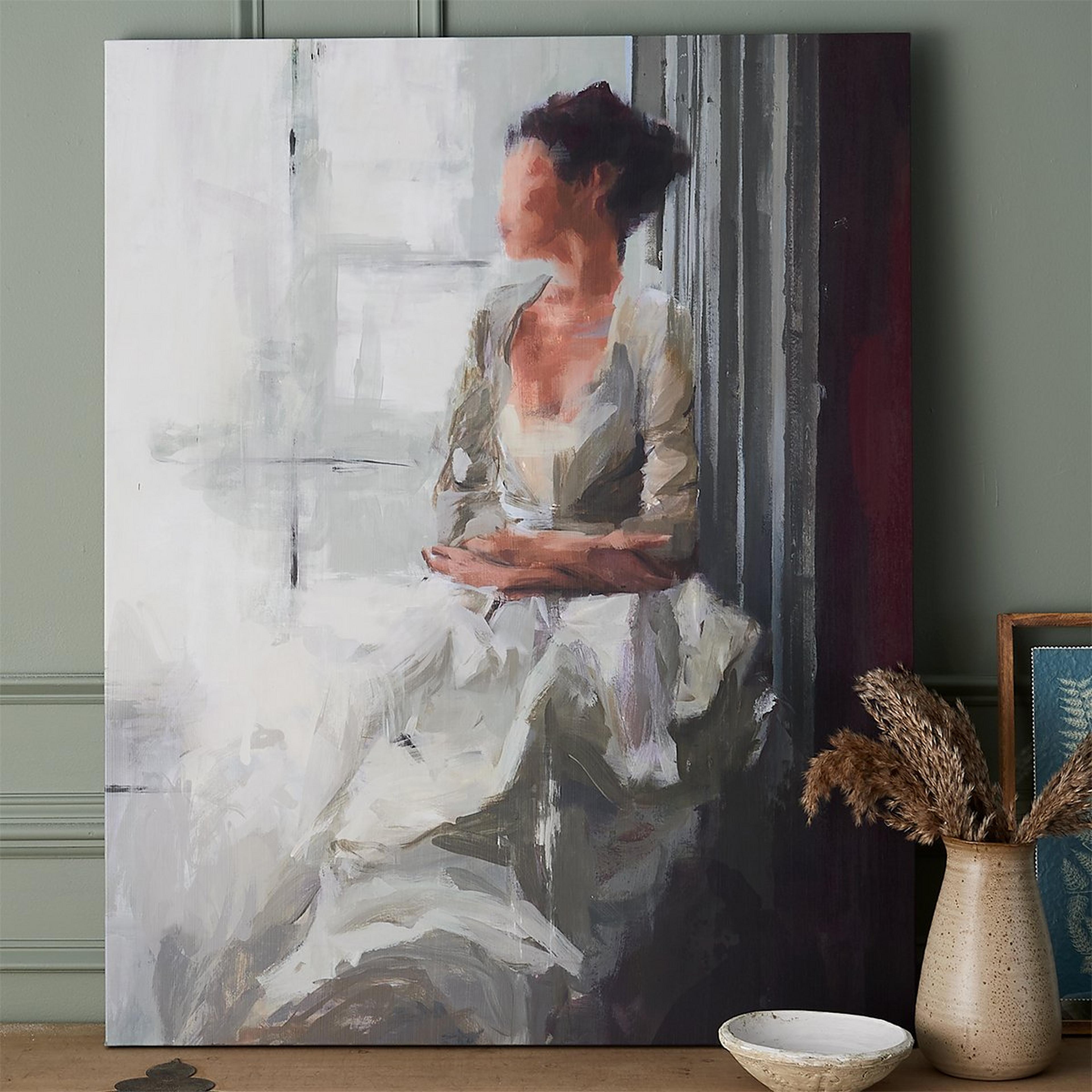 A Pondering Silhouette Wall Decor with Gray / Ivory / Neutrals color