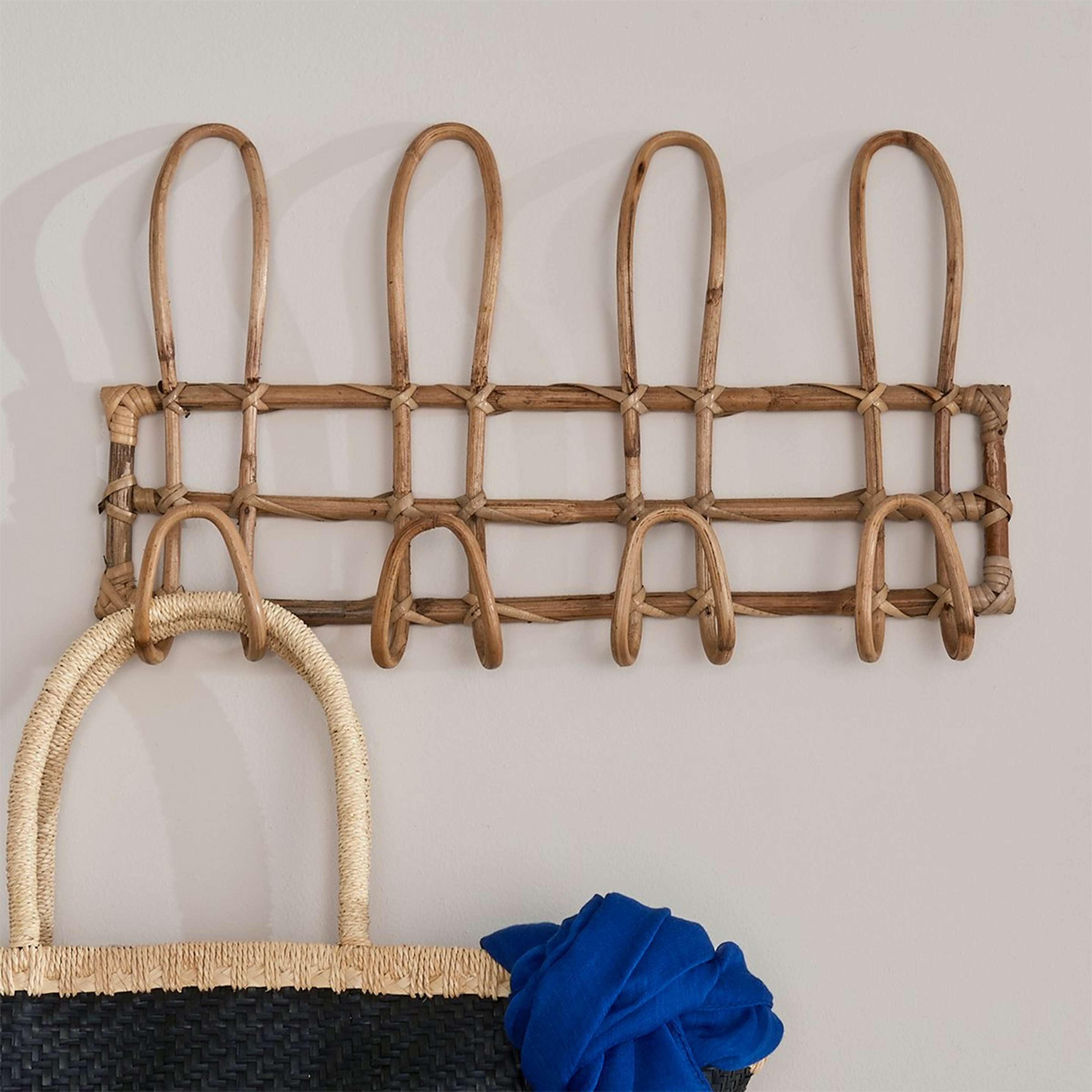 A Korokoro Wall Hooks with Natural Rattan color
