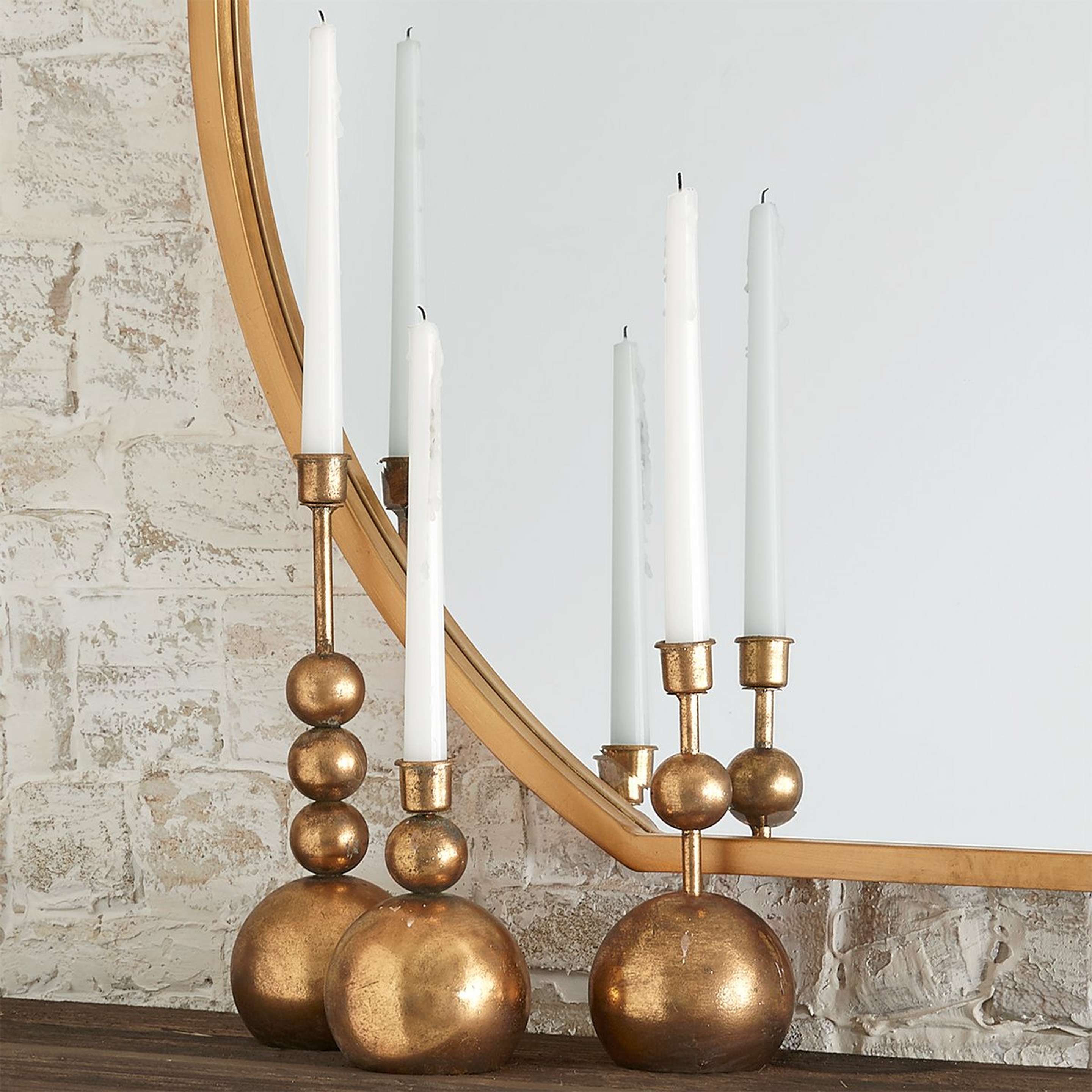 BRASS BAUBLE CANDLESTICKS - SET OF 3 | $84