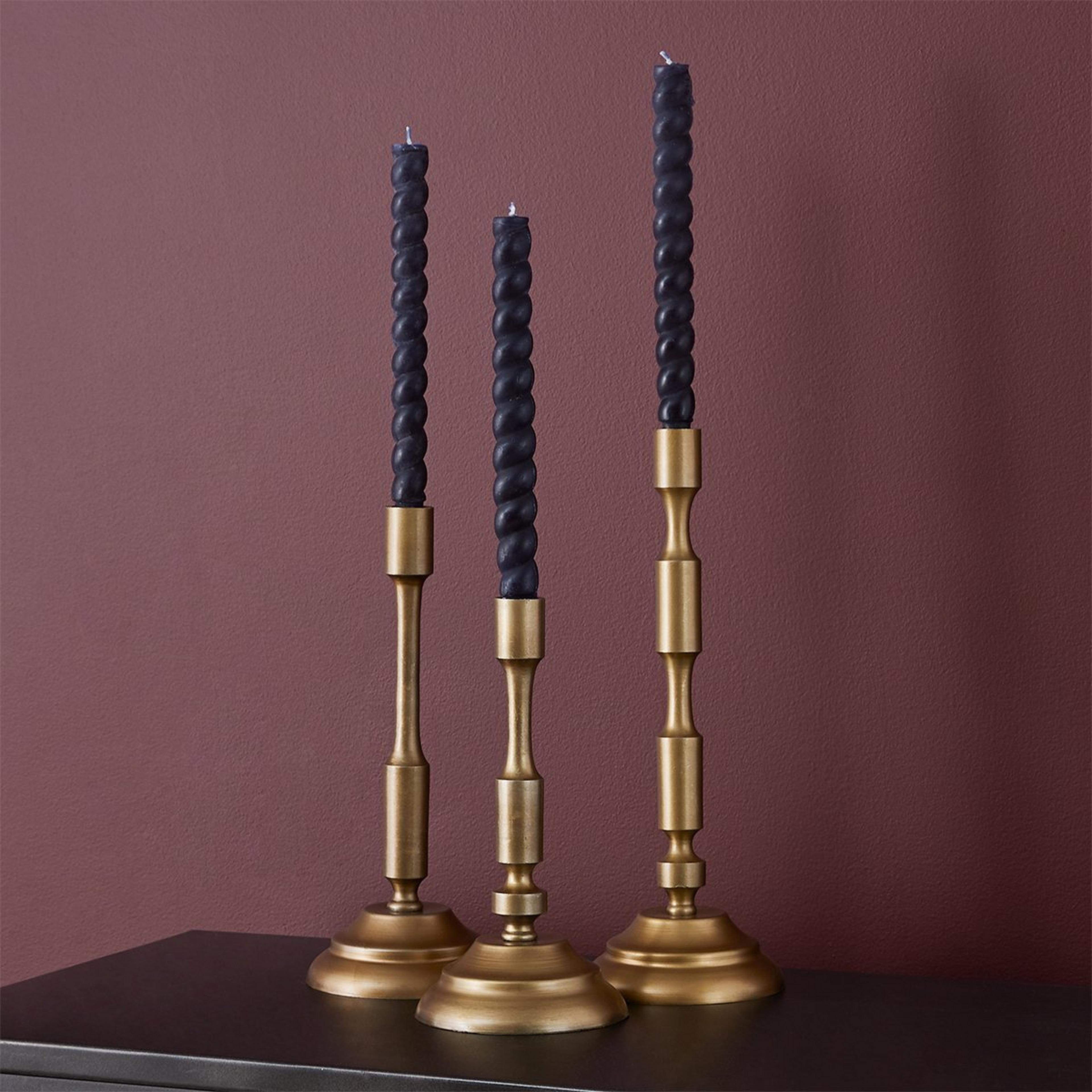 A Brass Bevel Candlesticks - Set of 3 with Antique Brass  color