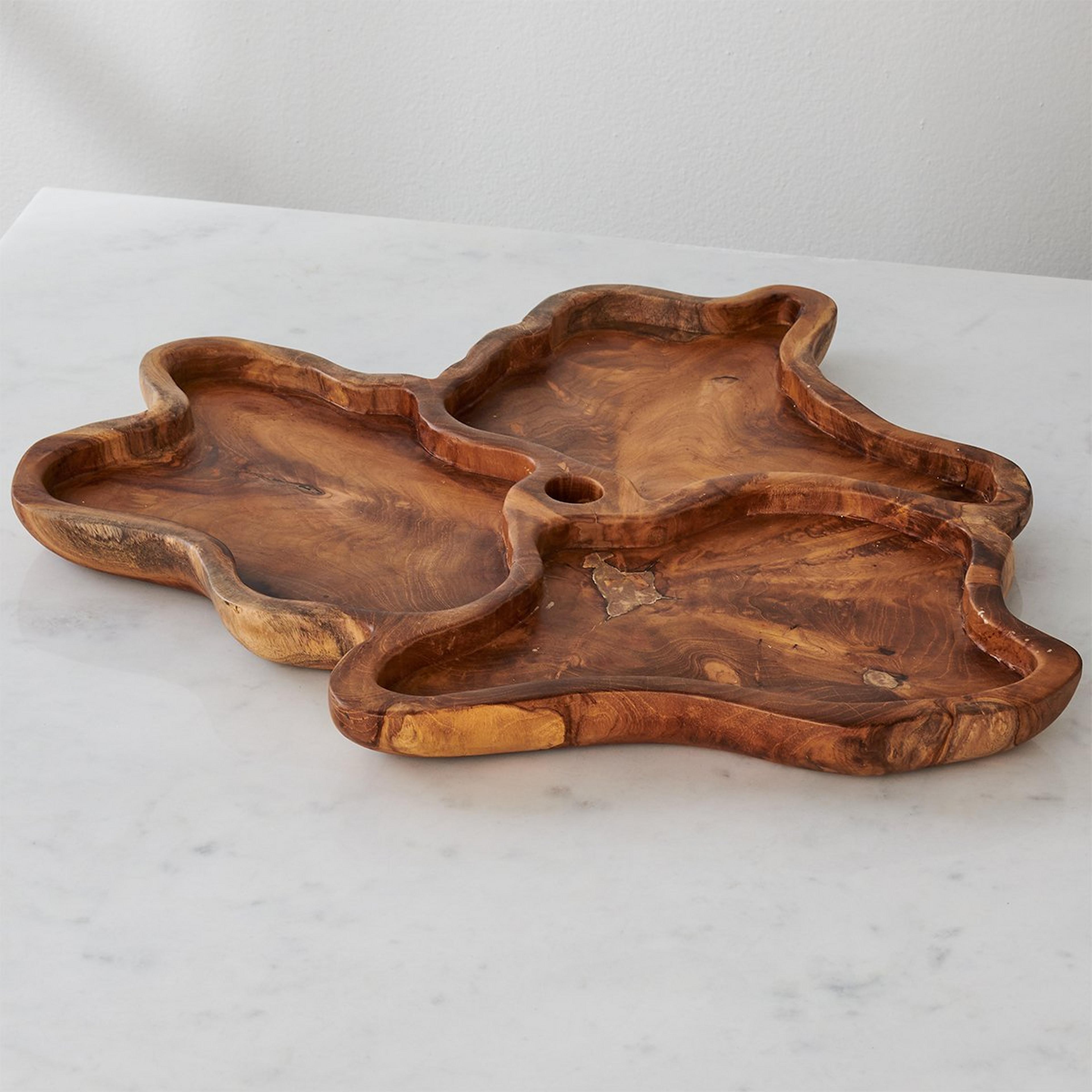 A Ornament Decorative Tray with Natural Wood color