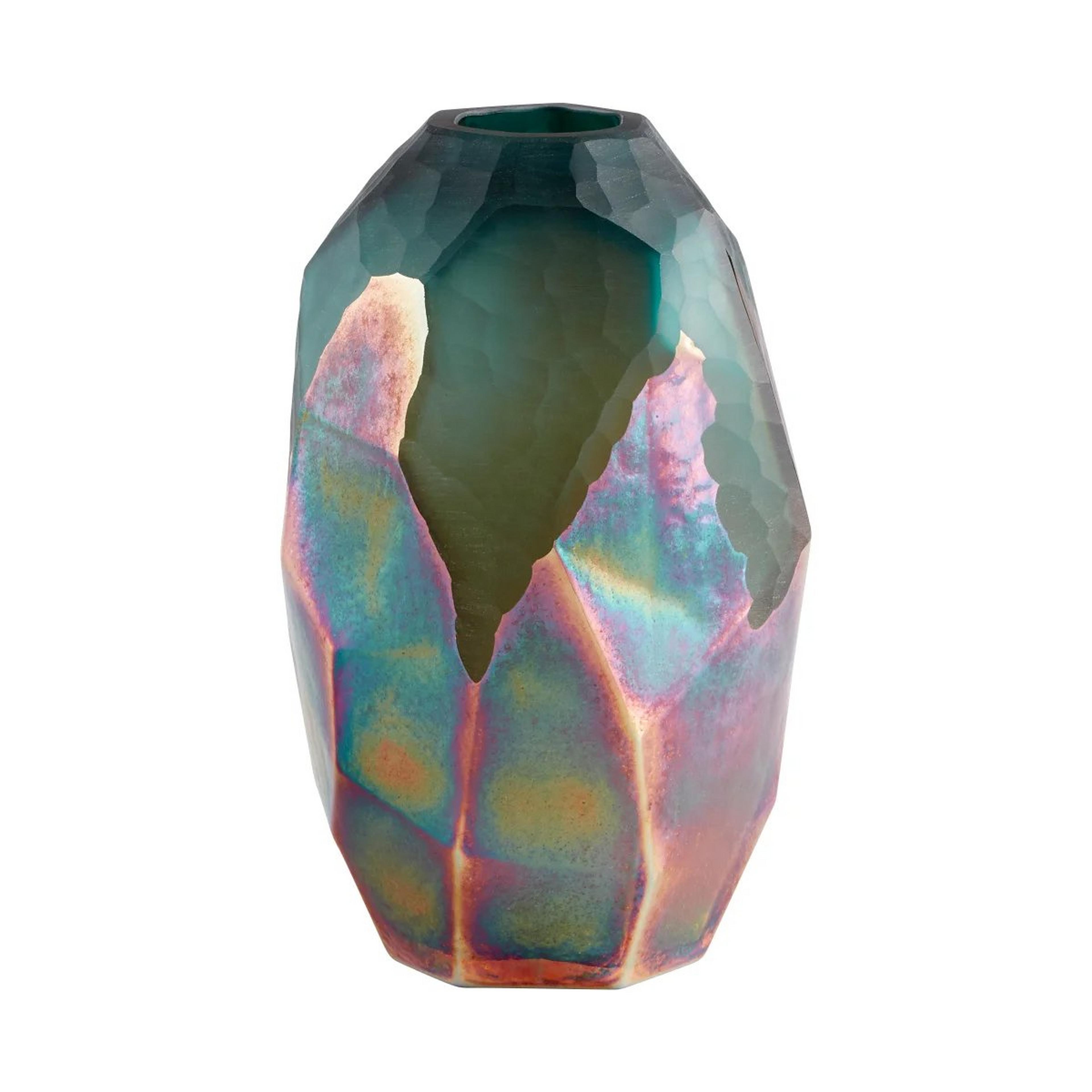 A Bijou Vase - Tall with Teal / Gold / Iridescent color