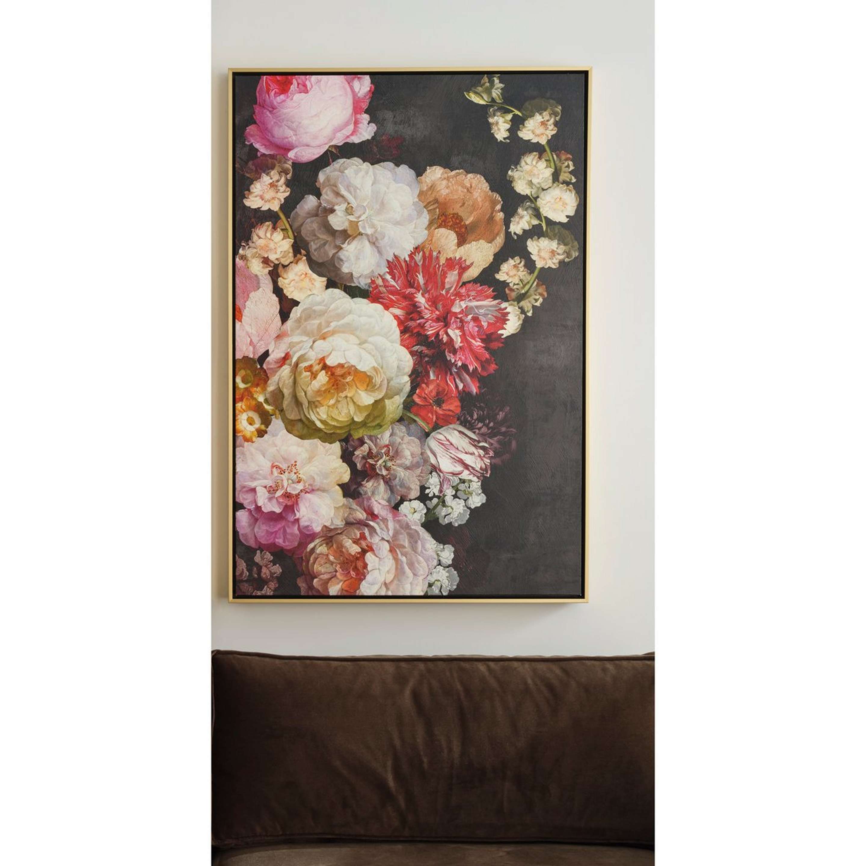 A Blooming Burst Wall Art - II with Pink / Black / Yellow / Multi / Gold color