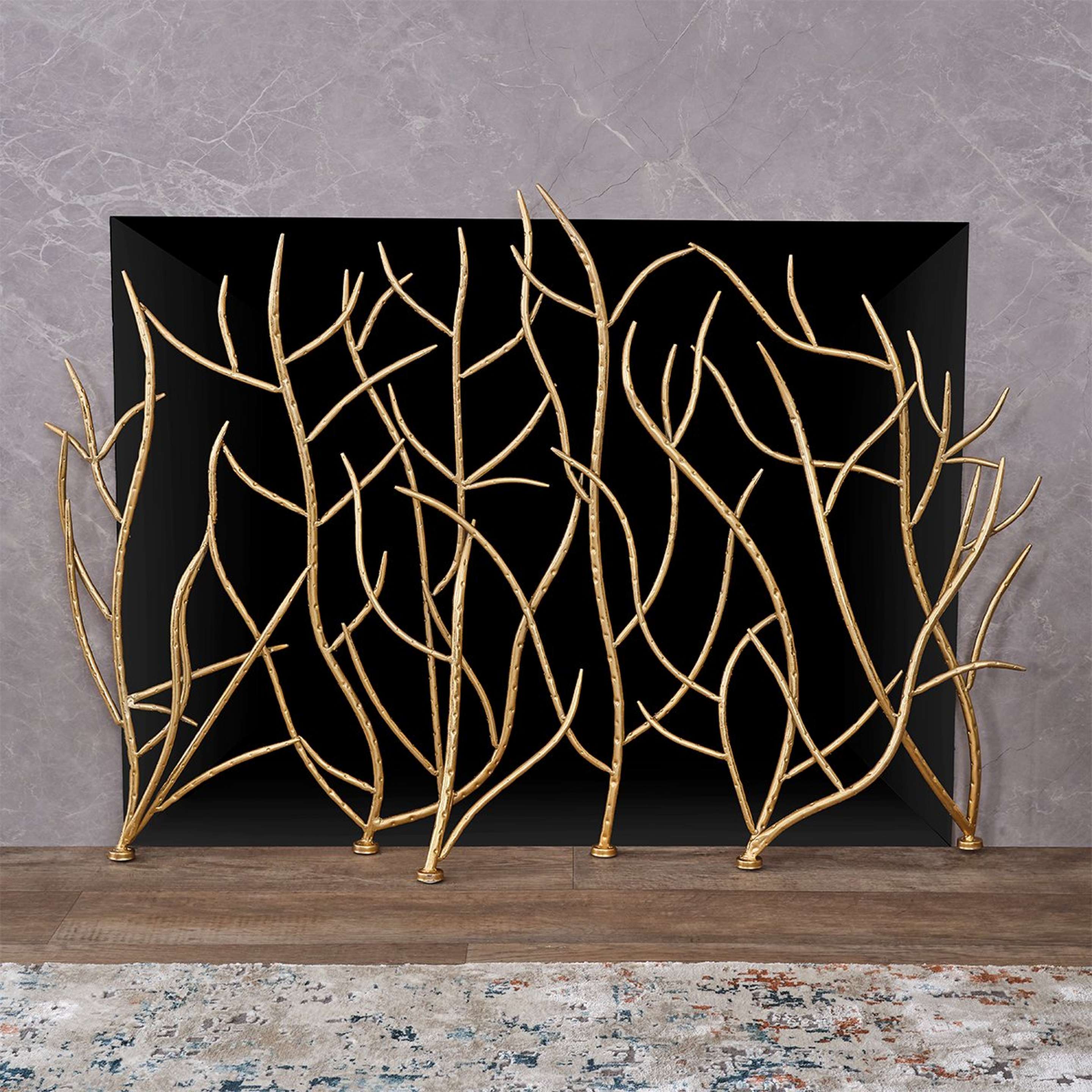 A Cleo Fireplace Screen with Gold Leaf color