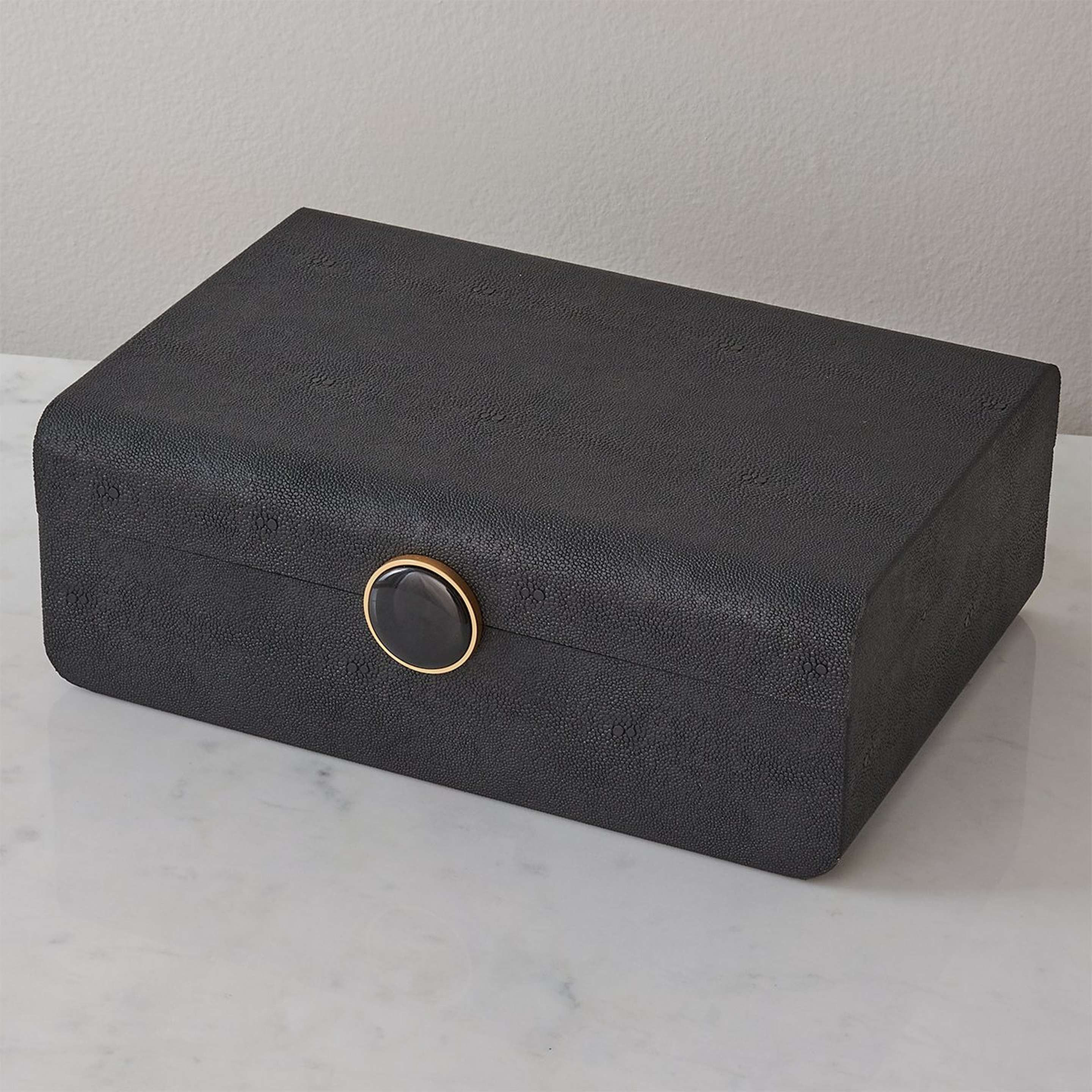 A Renee Decorative Box with Faux Black Shagreen / Antique Brass color