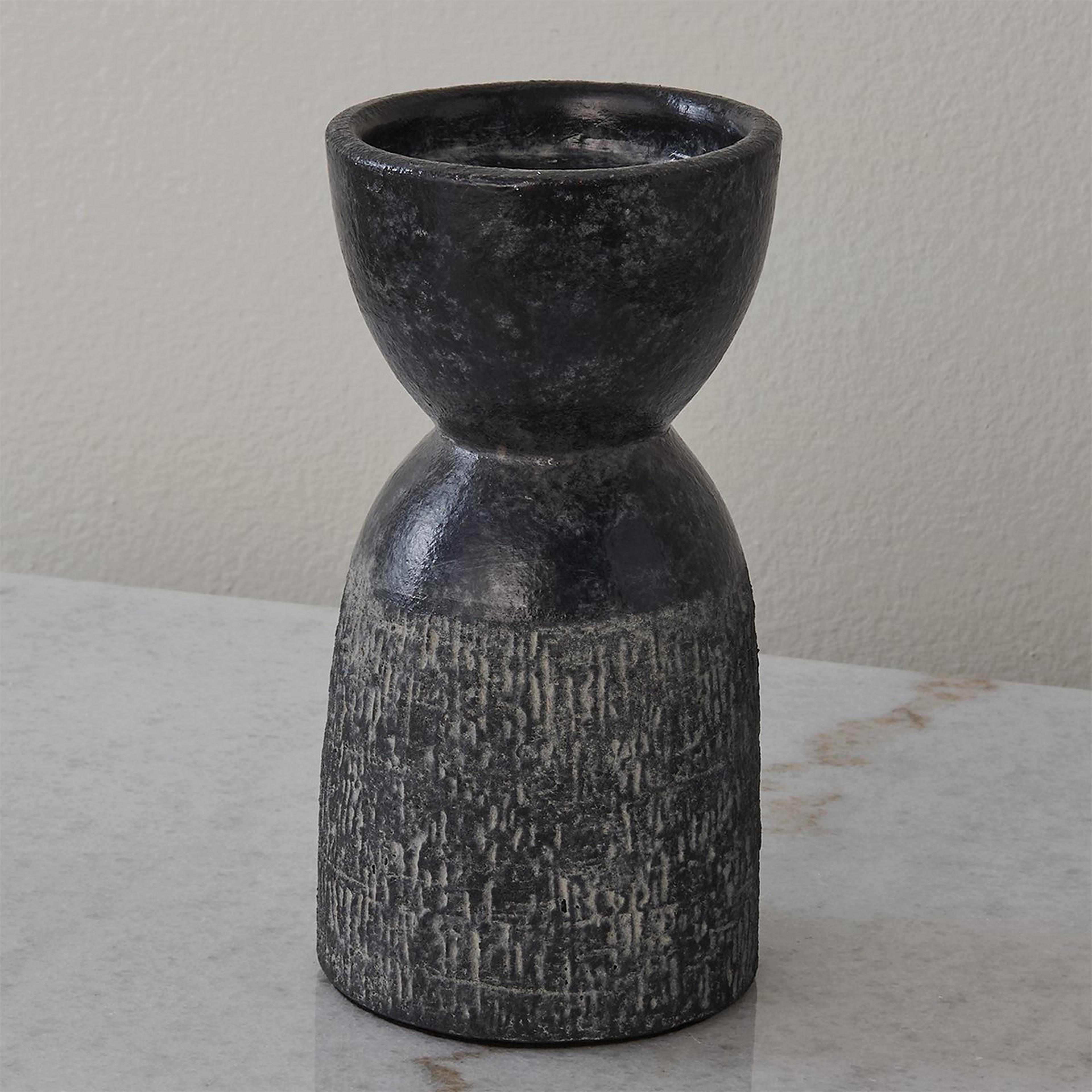 A Zando Candleholder - Small with Black Ceramic  color