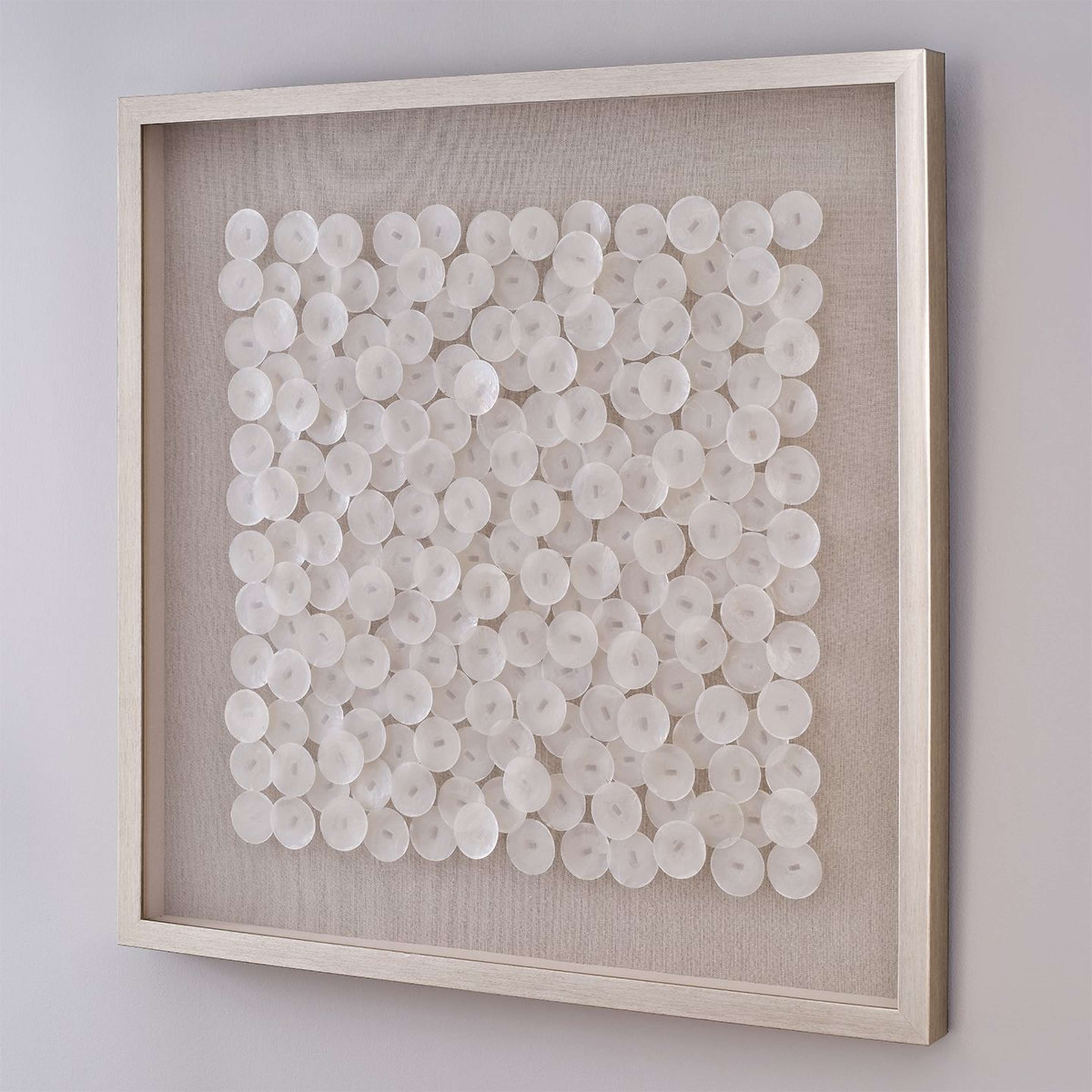 A Placuna Wall Art with Capiz Shell / Natural Linen / Silver color