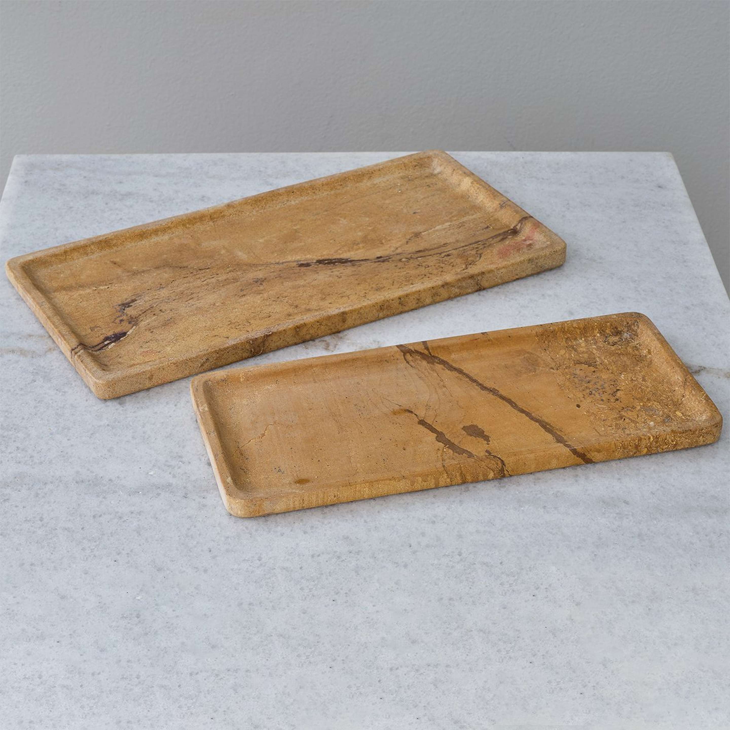 A Tierney Trays - Set of 2 with Natural Marble color